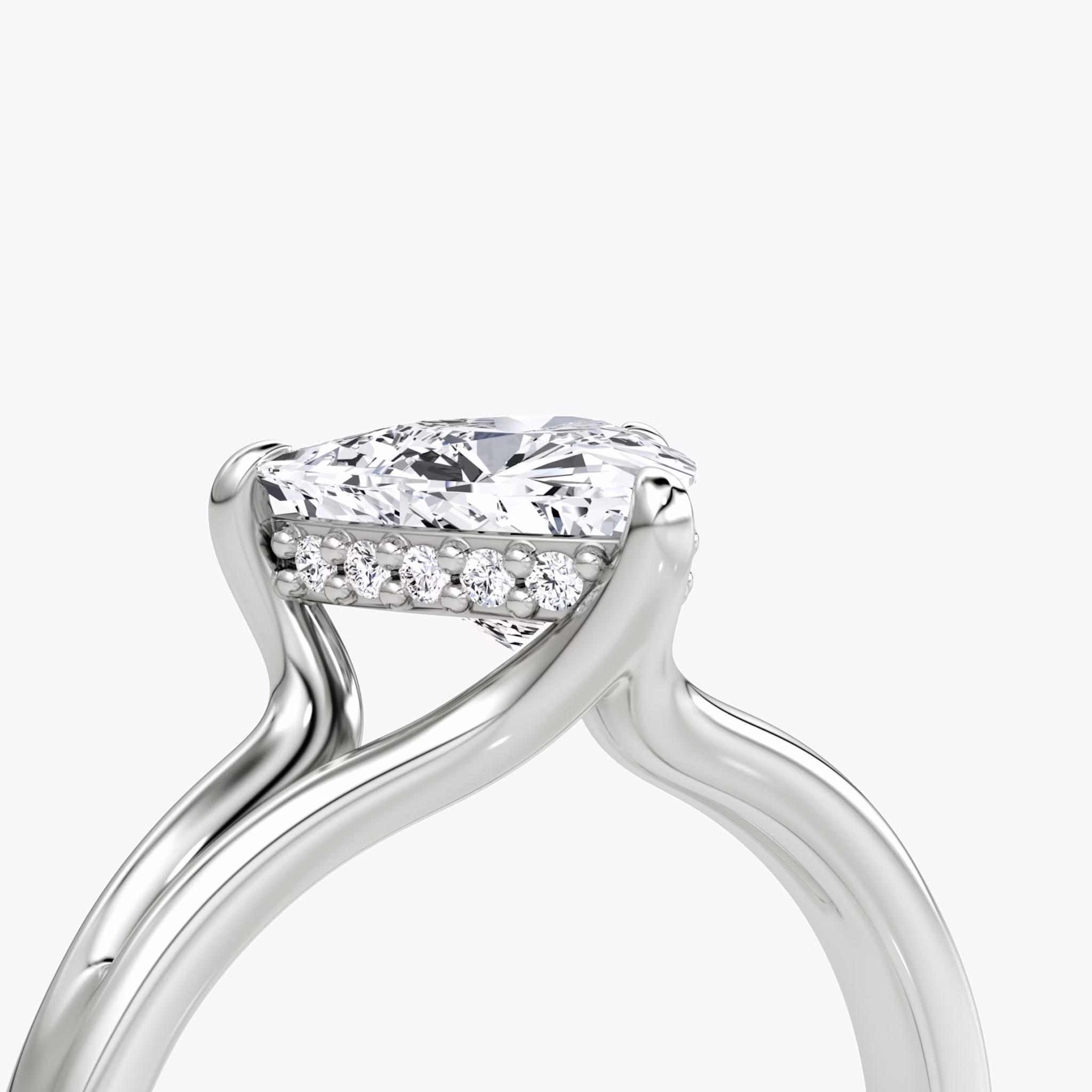 The Floating Split Band | Trillion | 18k | White Gold | bandAccent: Plain | diamondOrientation: vertical | caratWeight: other
