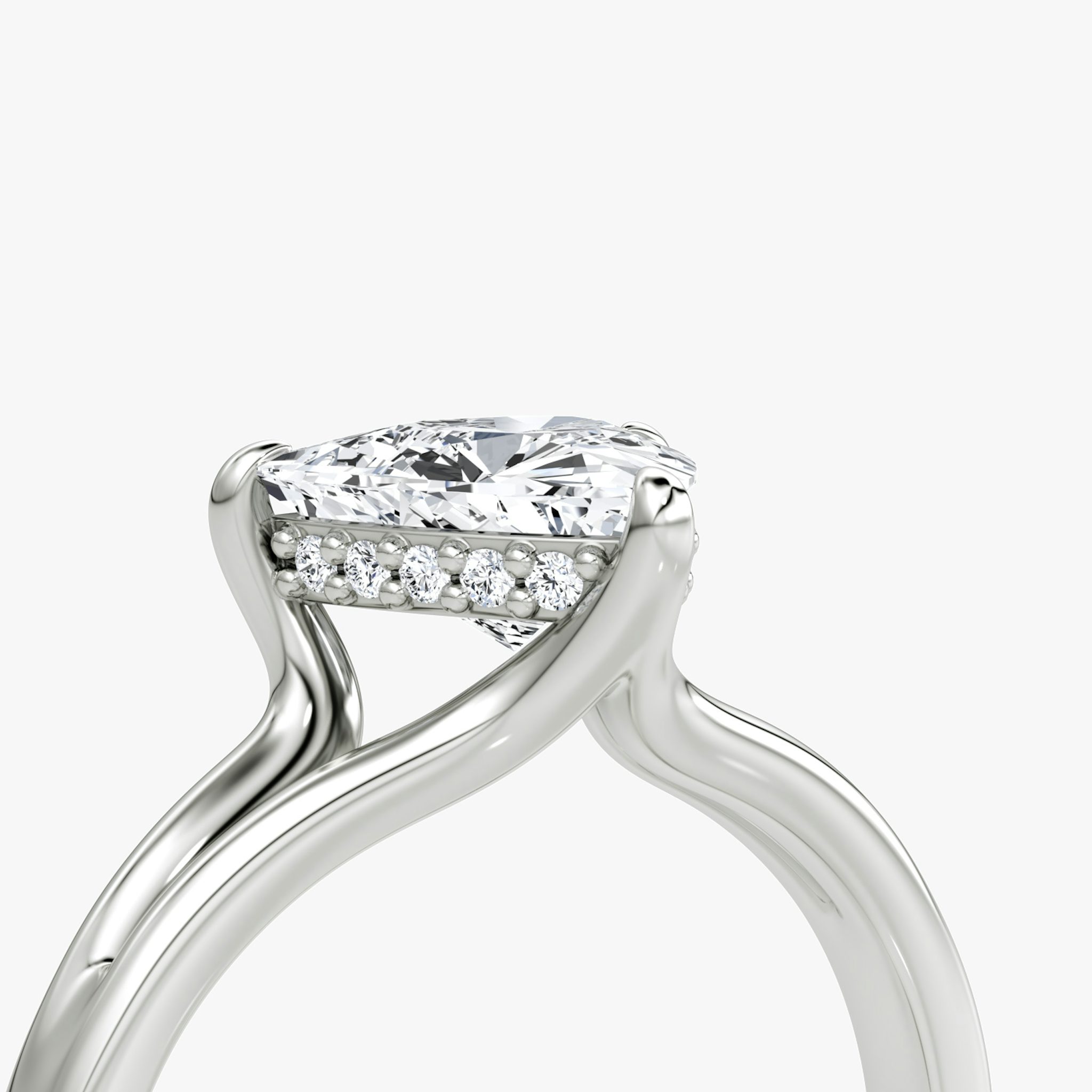 The Floating Split Band | Trillion | 18k | White Gold | bandAccent: Plain | diamondOrientation: vertical | caratWeight: other