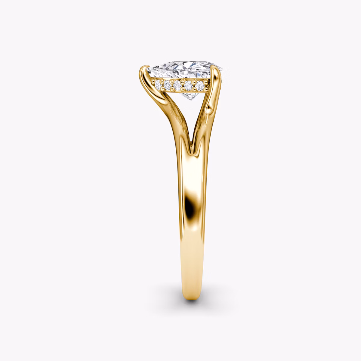 The Floating Split Band | Trillion | 18k | Yellow Gold | bandAccent: Plain | diamondOrientation: vertical | caratWeight: other