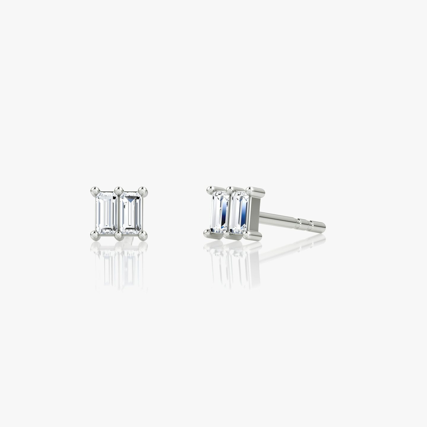 Duo Stud | Baguette | 14k | White Gold
