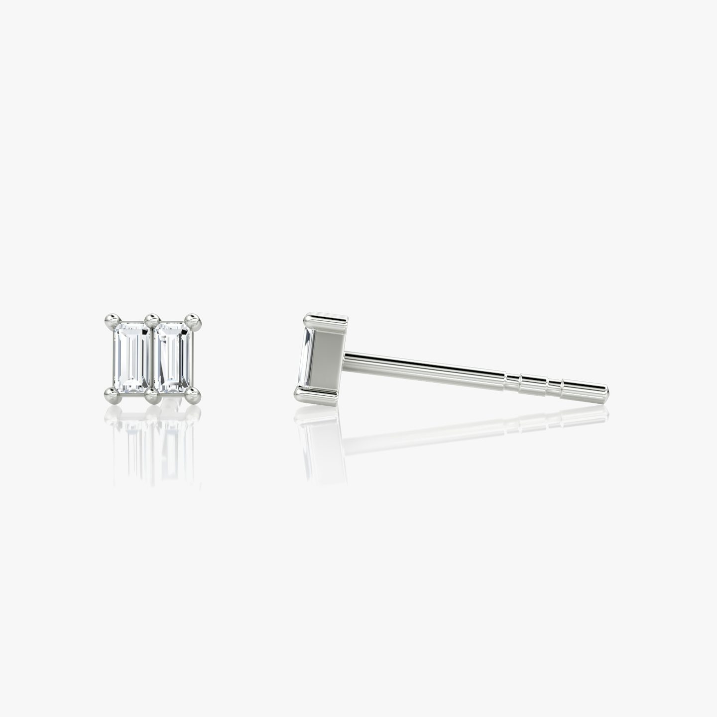 Duo Stud | Baguette | 14k | White Gold