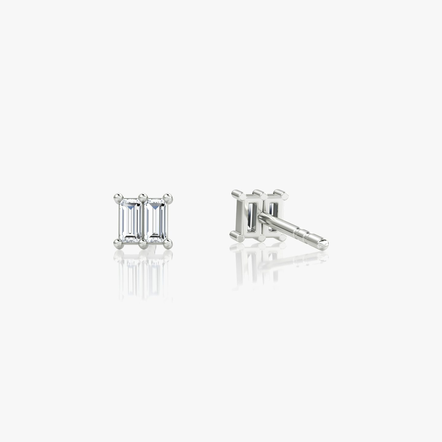 Duo Stud | Baguette | 14k | White Gold