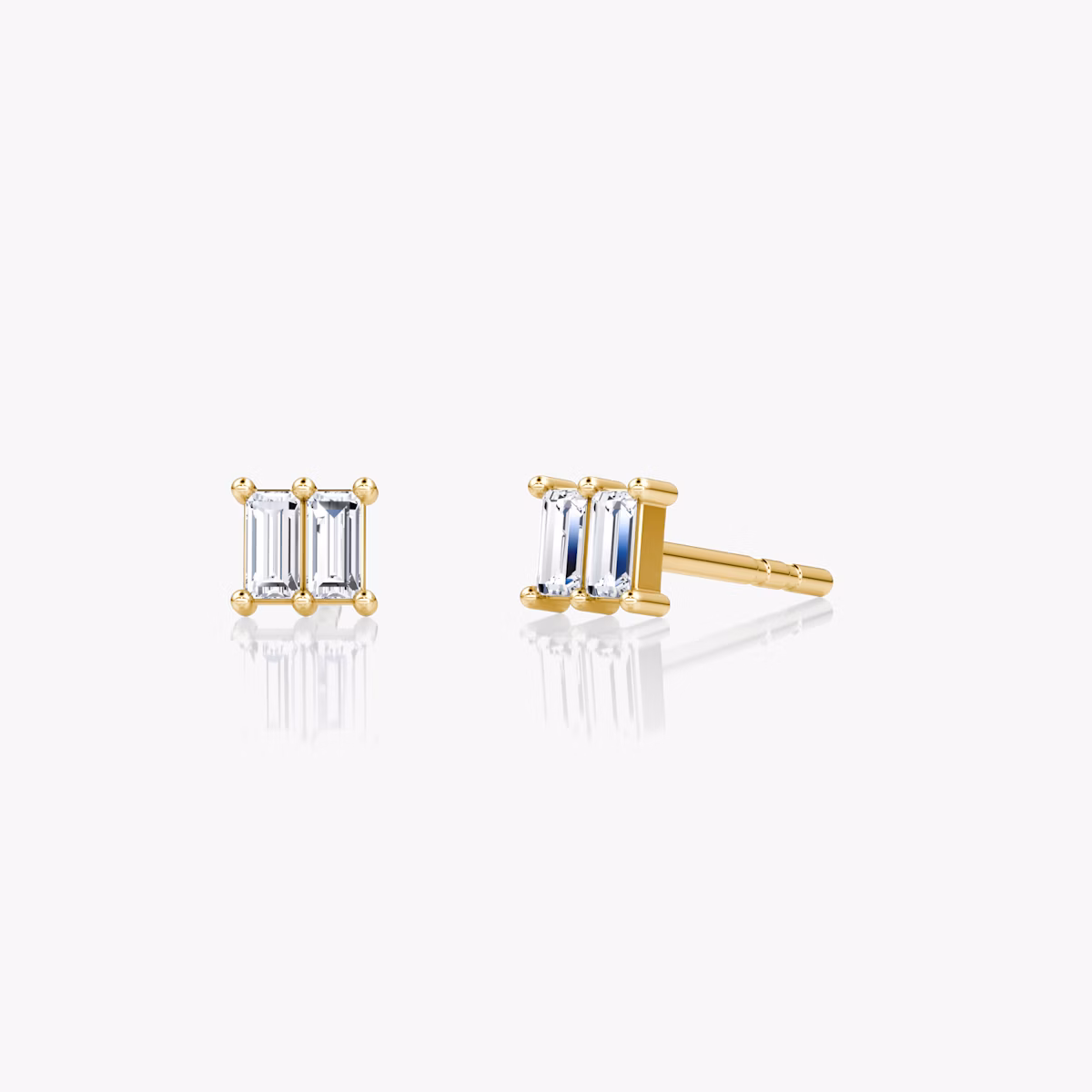 Duo Stud | Baguette | 14k | Yellow Gold
