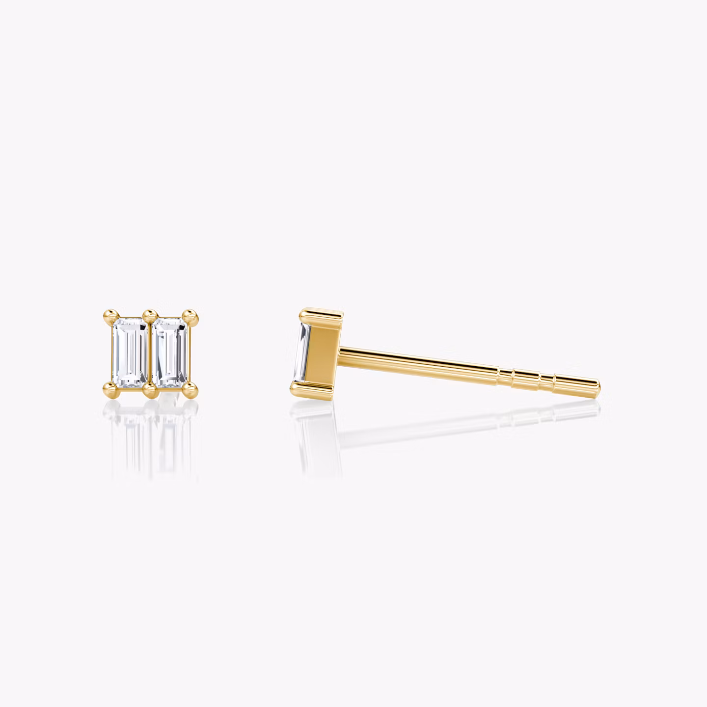 Duo Stud | Baguette | 14k | Yellow Gold