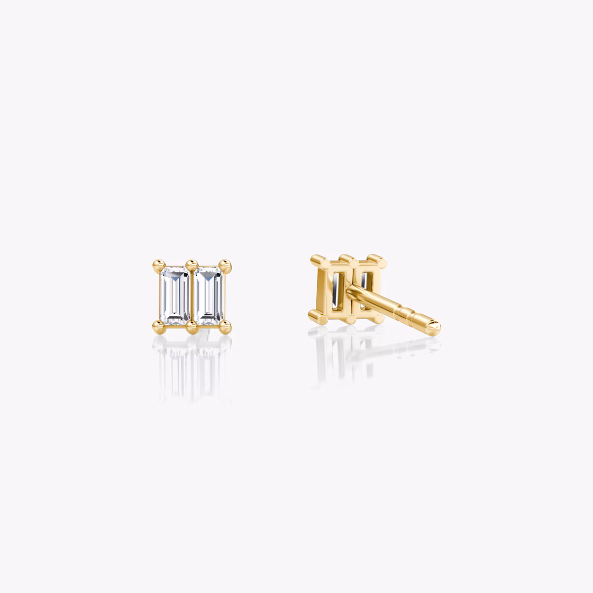 Duo Stud | Baguette | 14k | Yellow Gold