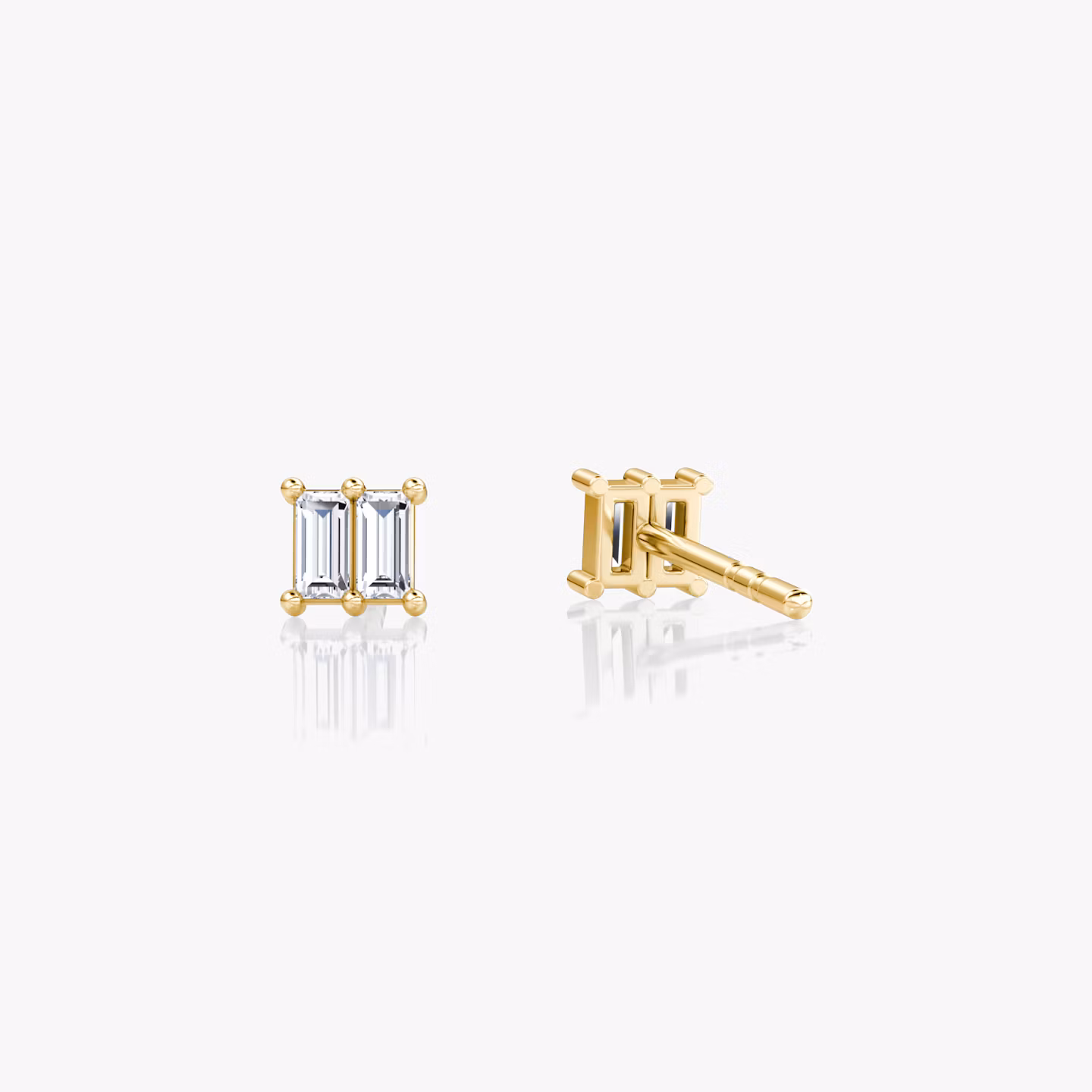 Duo Stud | Baguette | 14k | Yellow Gold