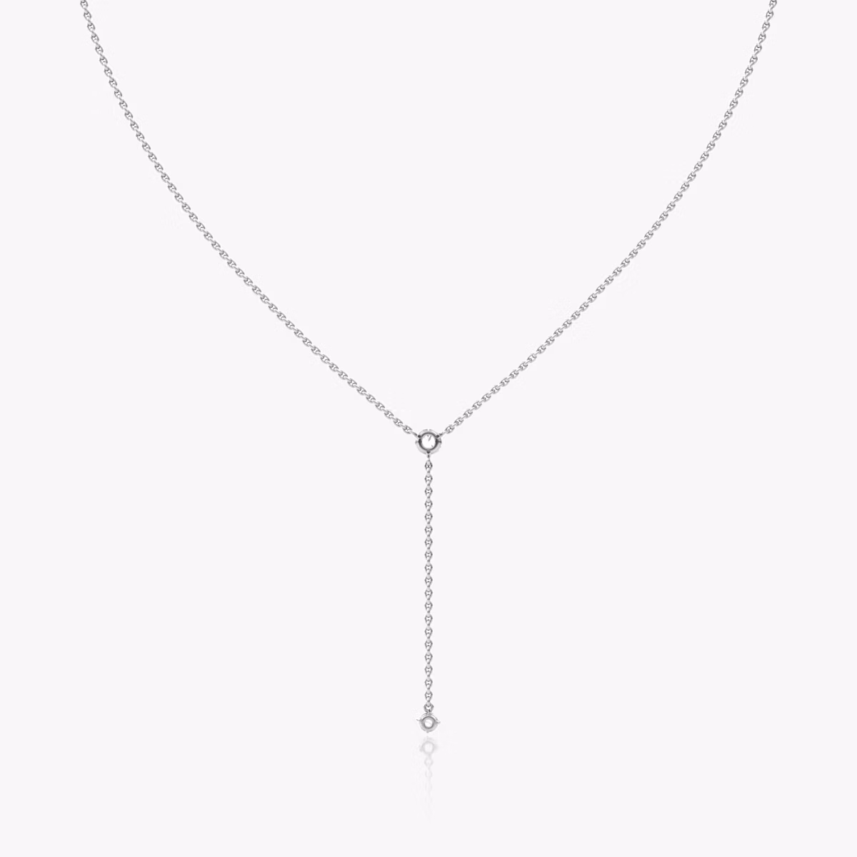 Duo Lariat Necklace | Round Brilliant | 14k | White Gold | chainLength: 16-18