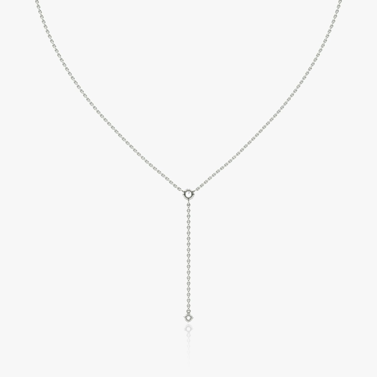 Duo Lariat Necklace | Round Brilliant | 14k | White Gold | chainLength: 16-18