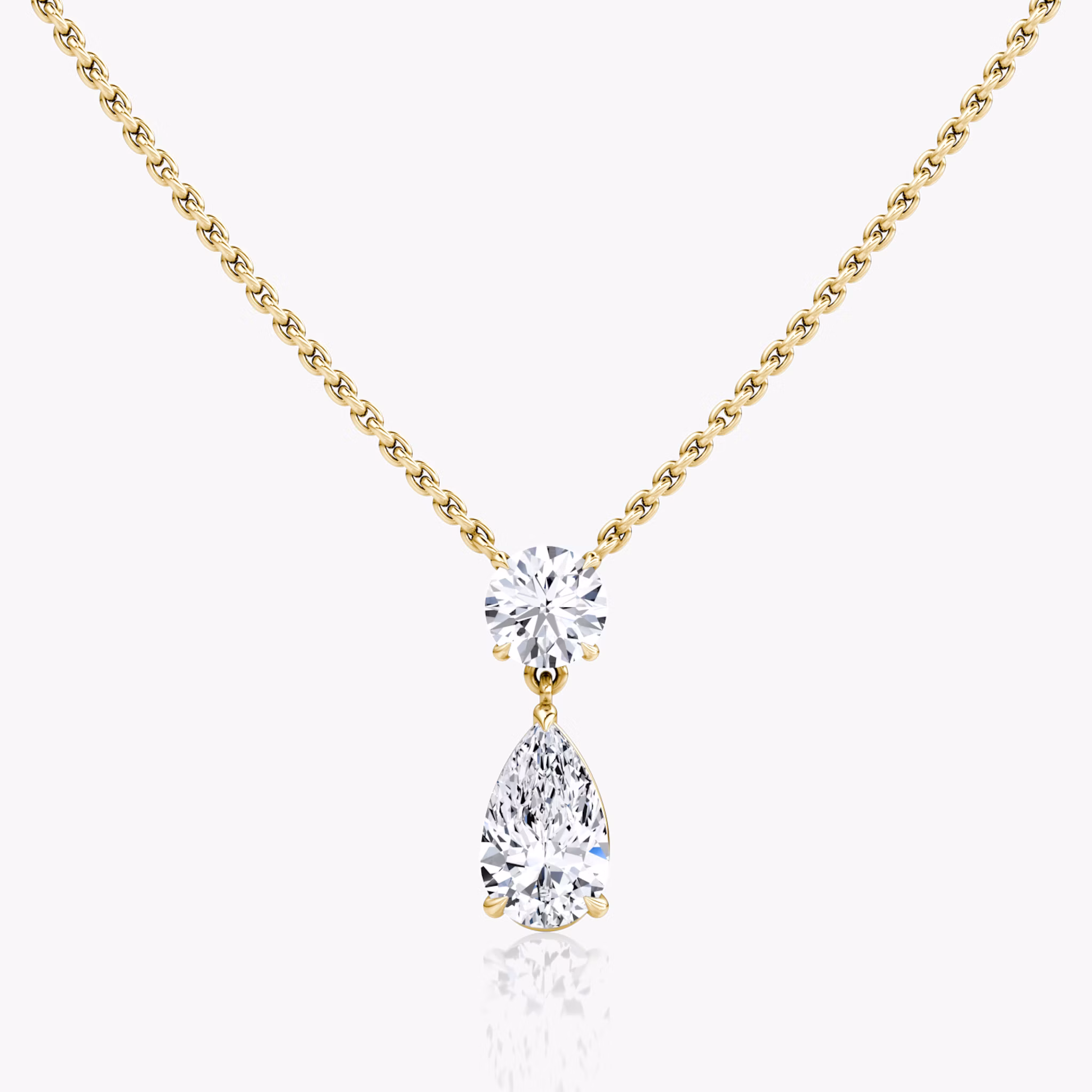 The Duo Drop Necklace in yellow gold