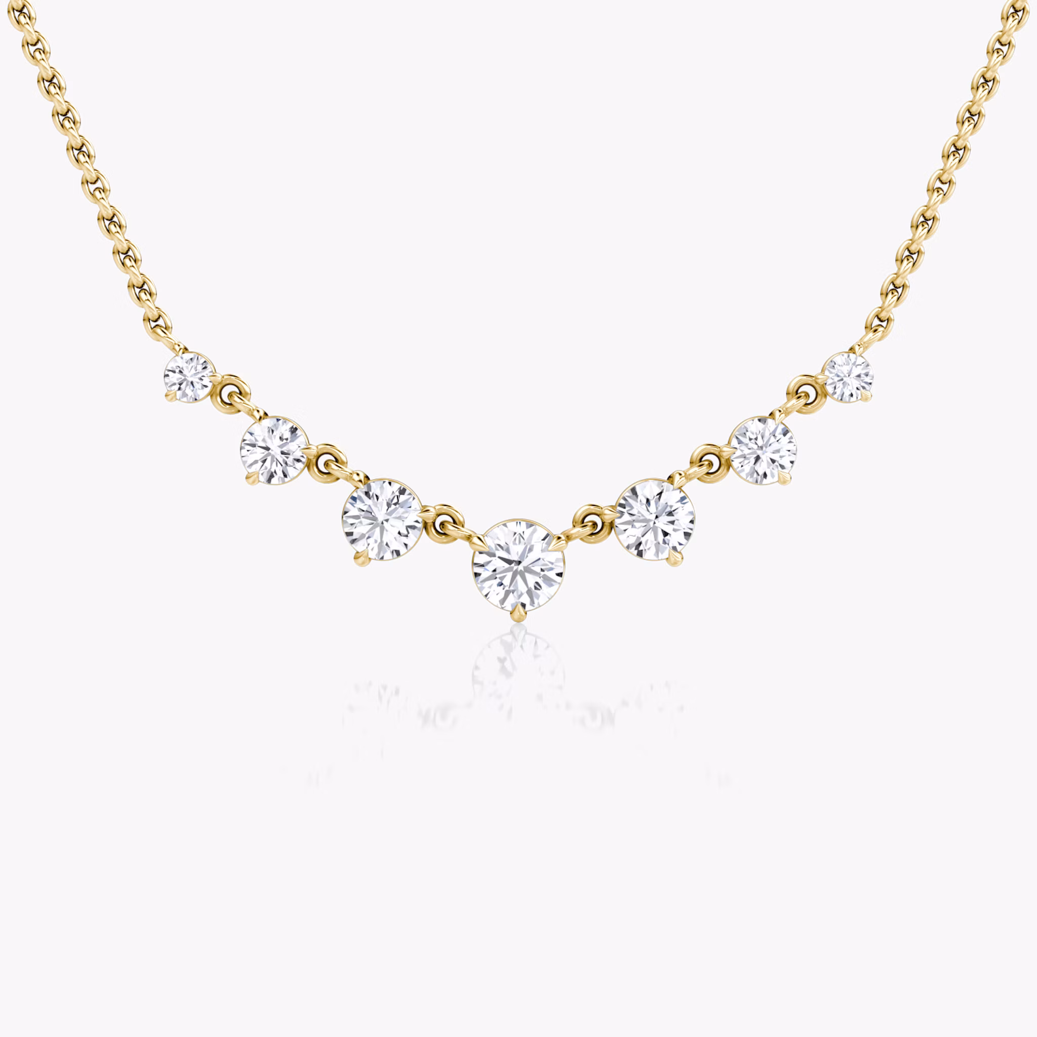 The Linked Tennis Necklace in yellow gold.