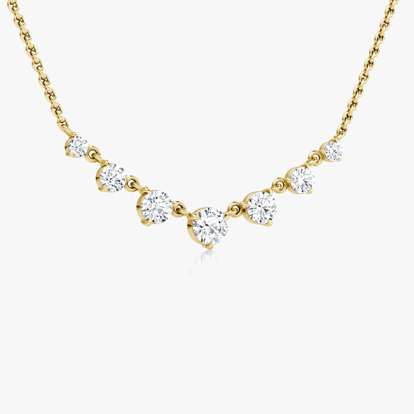 Linked Tennis Necklace | Round Brilliant | 14k | Yellow Gold | chainLength: 16-18