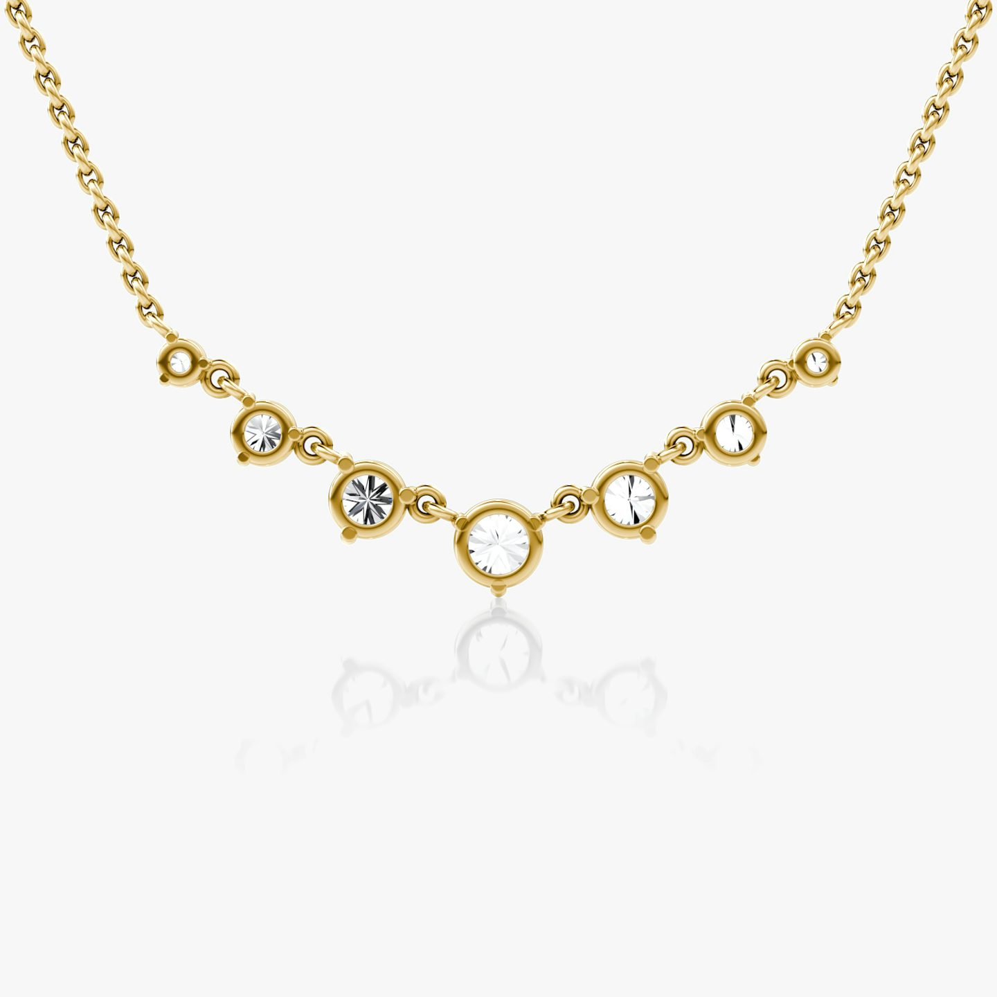 Linked Tennis Necklace | Round Brilliant | 14k | Yellow Gold | chainLength: 16-18