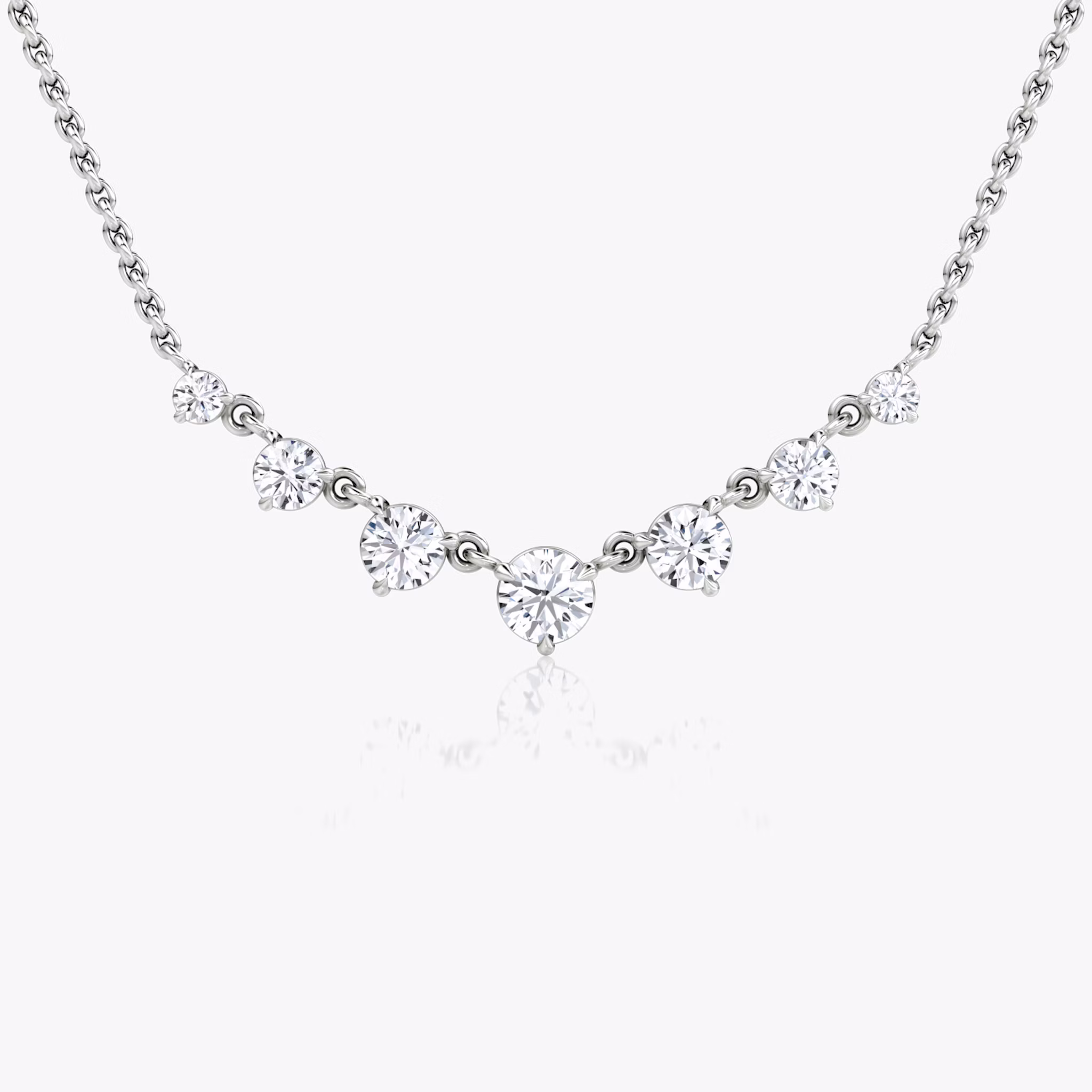 Linked Tennis Necklace | Round Brilliant | 14k | White Gold | diamondSize: original | chainLength: 16-18