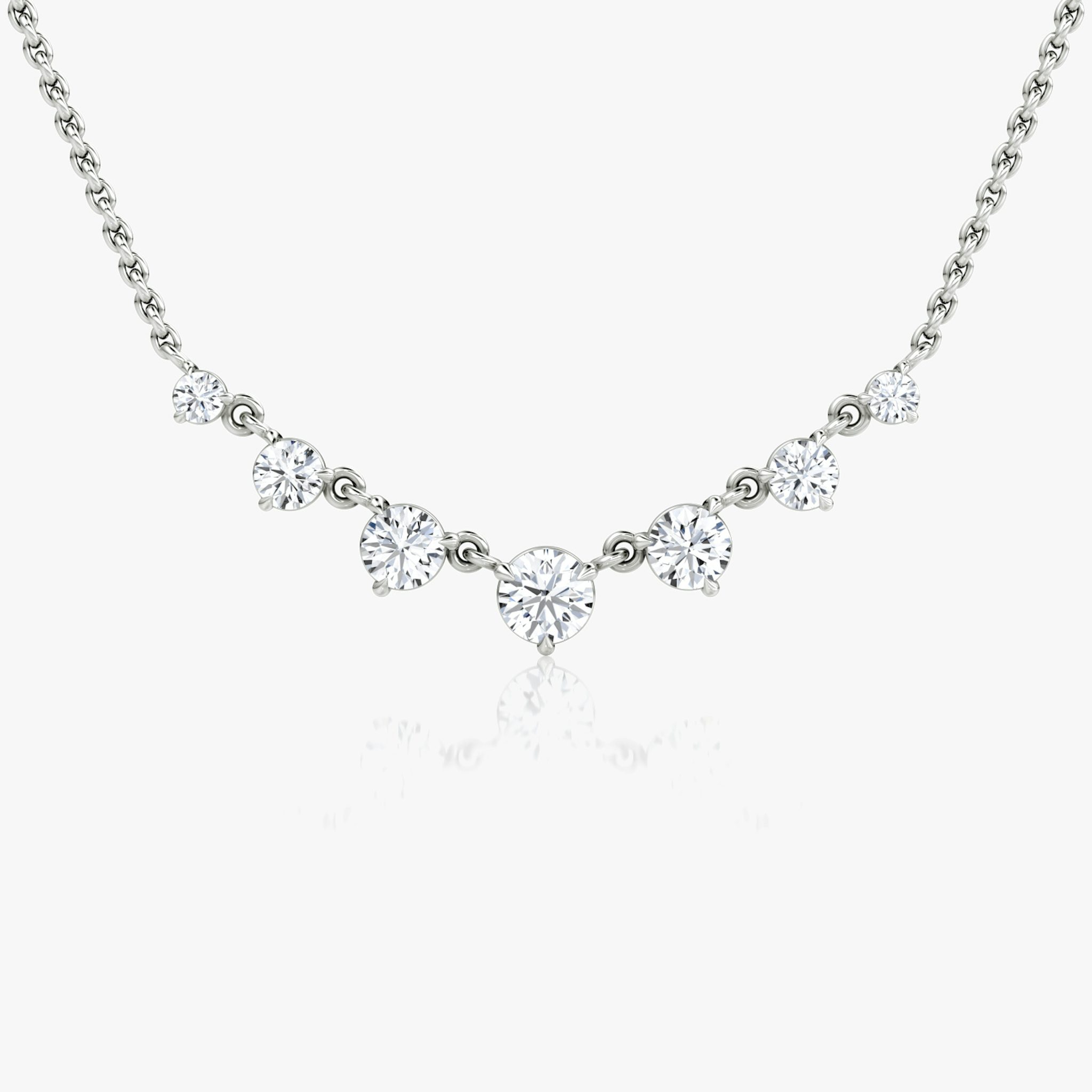 Linked Tennis Necklace | Round Brilliant | 14k | White Gold | diamondSize: original | chainLength: 16-18