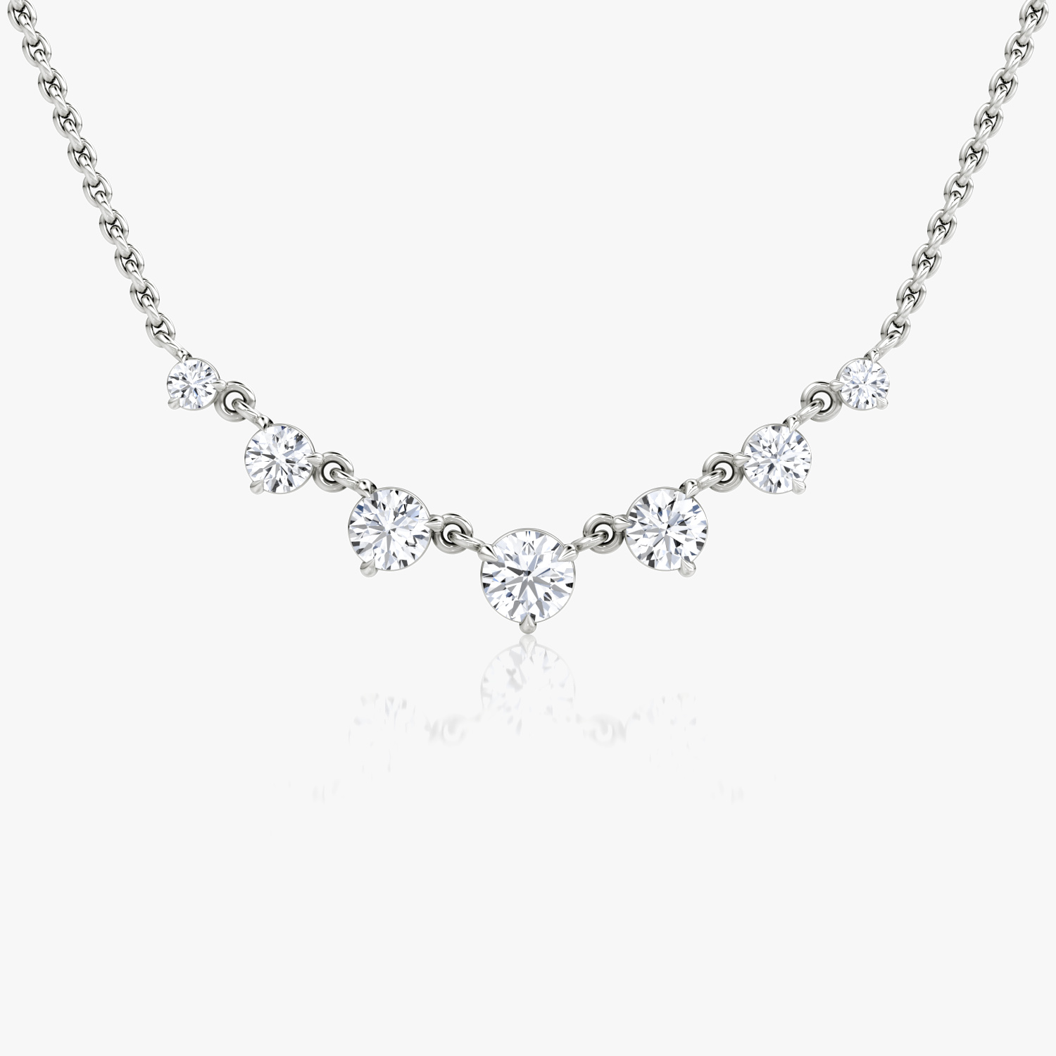 Linked Tennis Necklace in White Gold