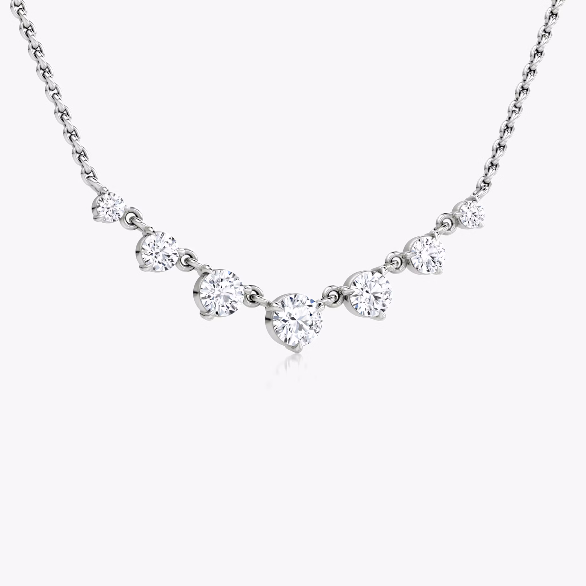 Linked Tennis Necklace | Round Brilliant | 14k | White Gold | diamondSize: original | chainLength: 16-18