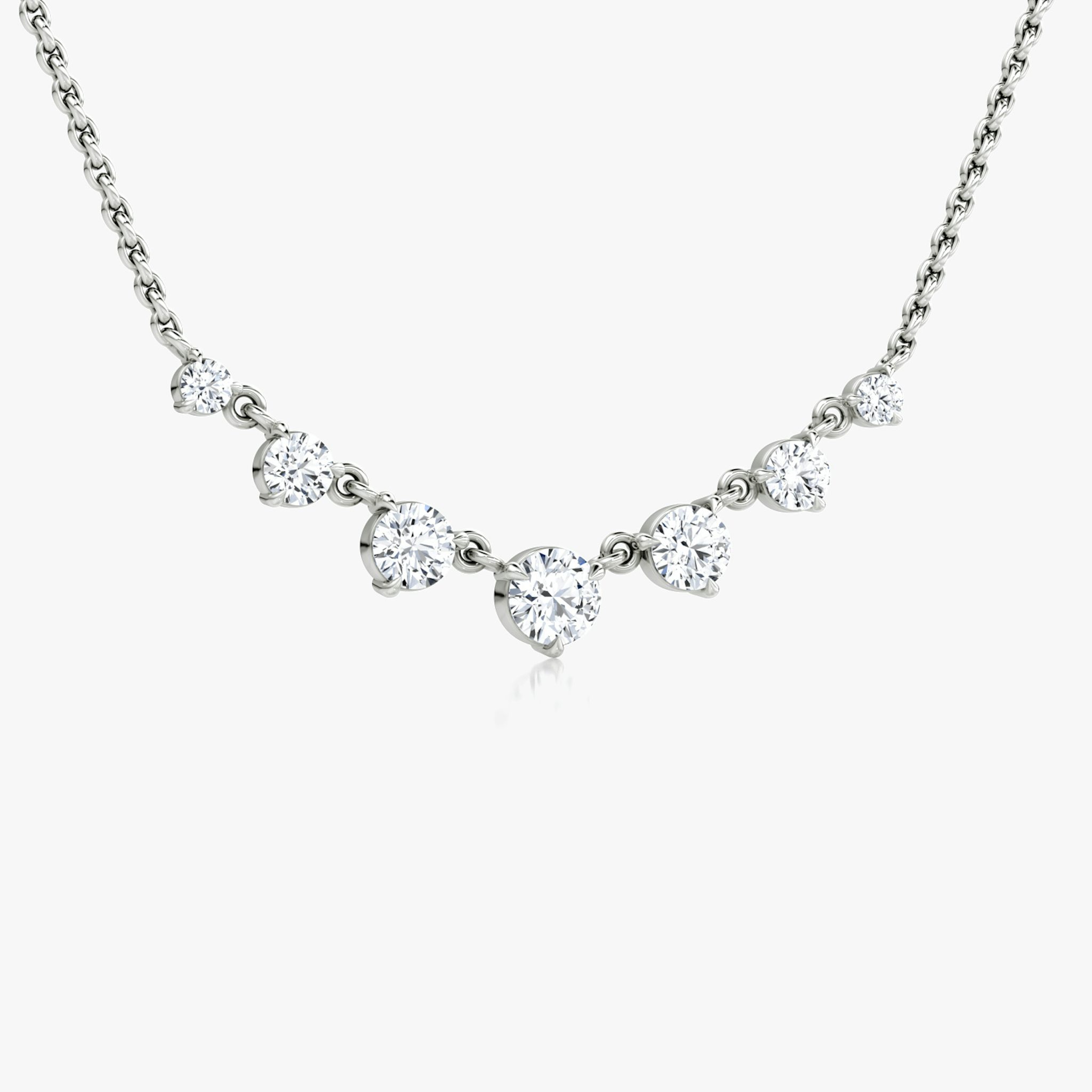 Linked Tennis Necklace | Round Brilliant | 14k | White Gold | diamondSize: original | chainLength: 16-18