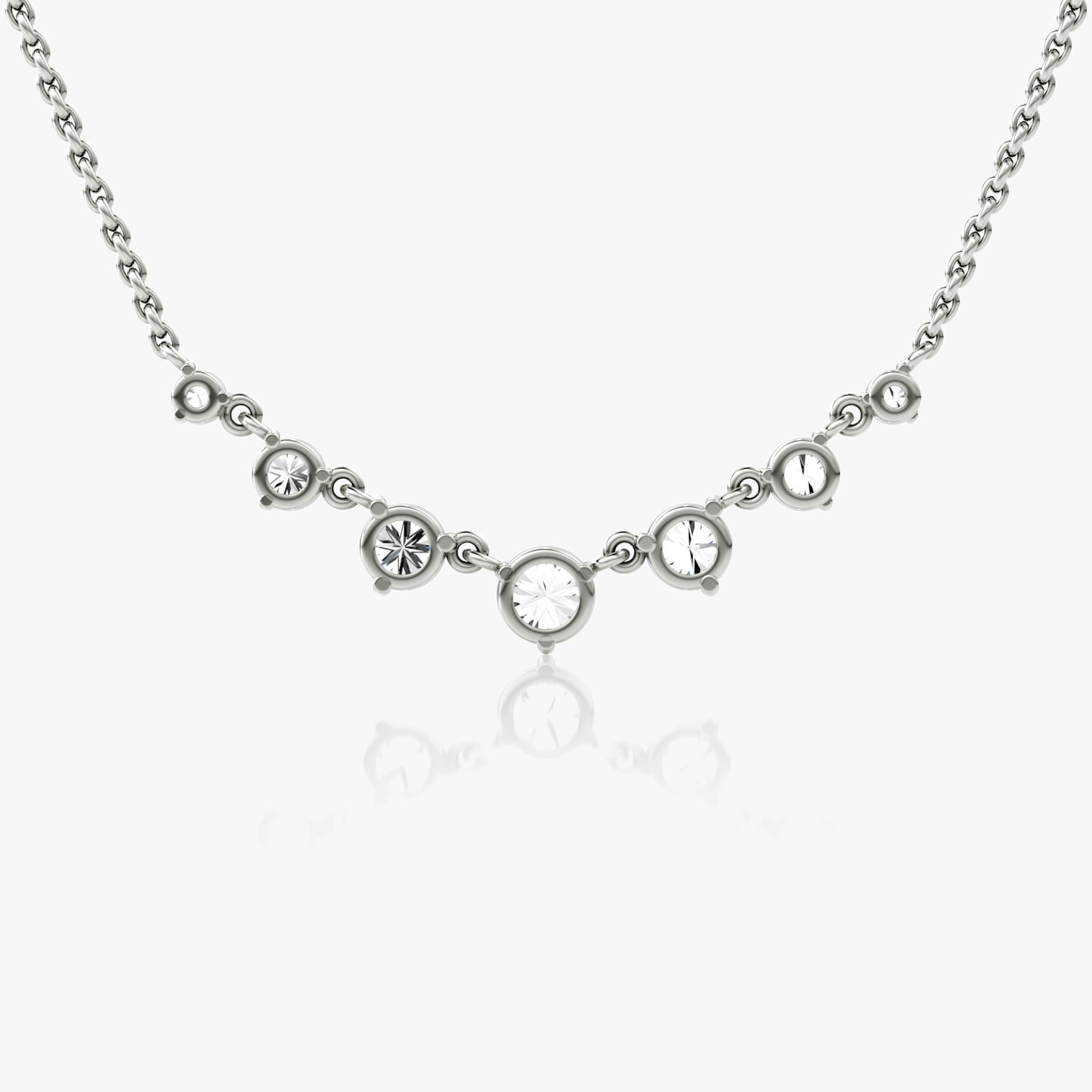 Linked Tennis Necklace | Round Brilliant | 14k | White Gold | diamondSize: original | chainLength: 16-18