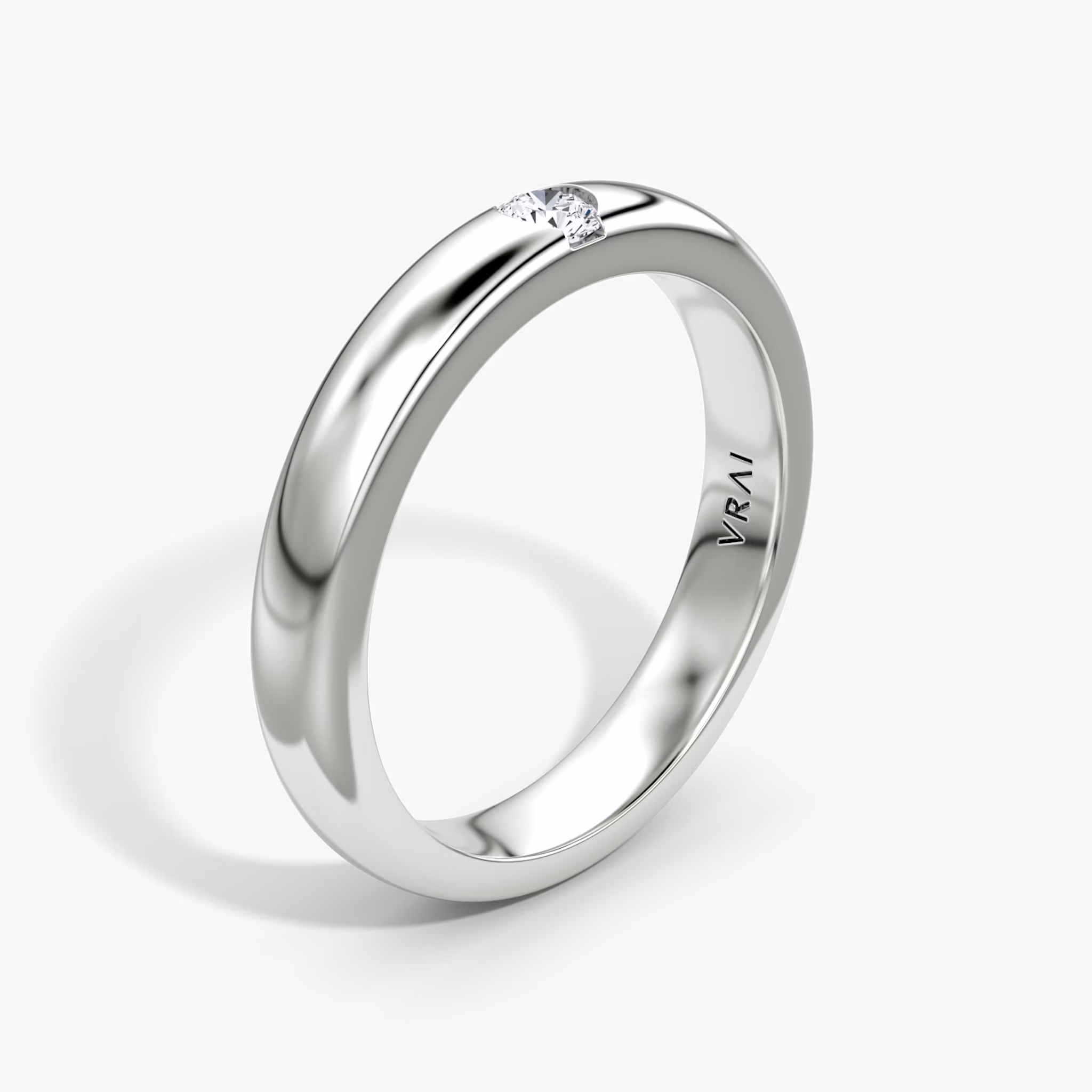 The Round Inlay Band | Round Brilliant | 18k | White Gold | bandVersion: original