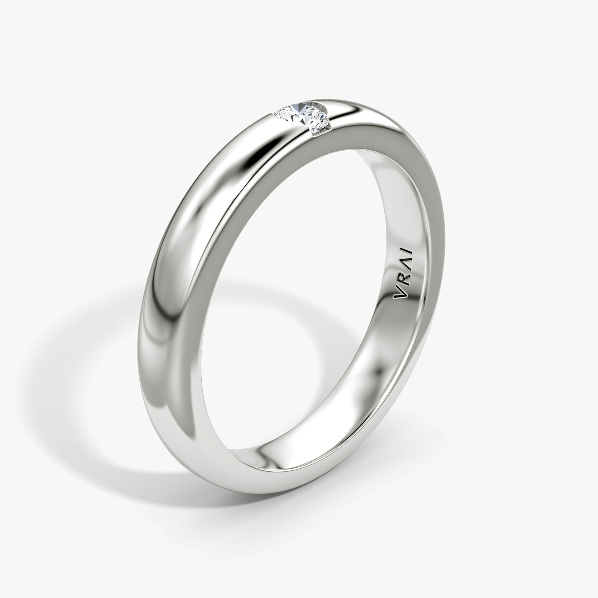 The Round Inlay Band | Round Brilliant | 18k | White Gold | bandVersion: original