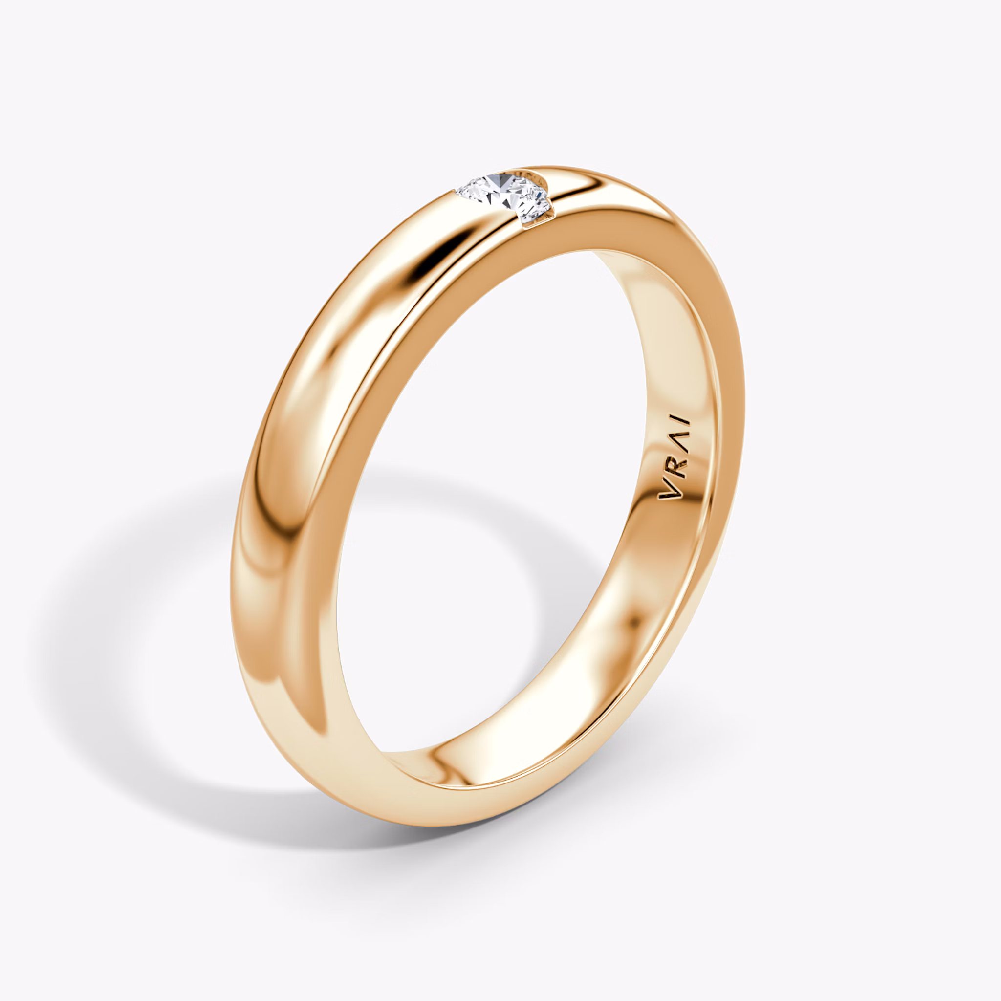 The Round Inlay Band | Round Brilliant | 14k | Rose Gold | bandVersion: original