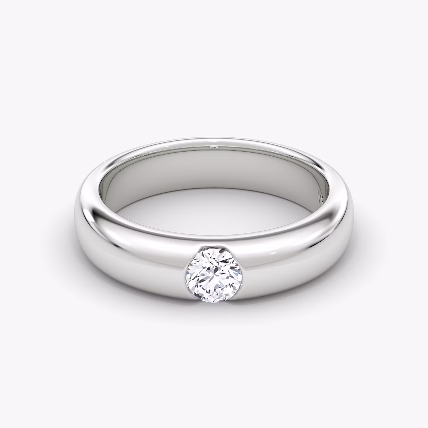 The Round Inlay Band | Round Brilliant | 18k | White Gold | bandVersion: large