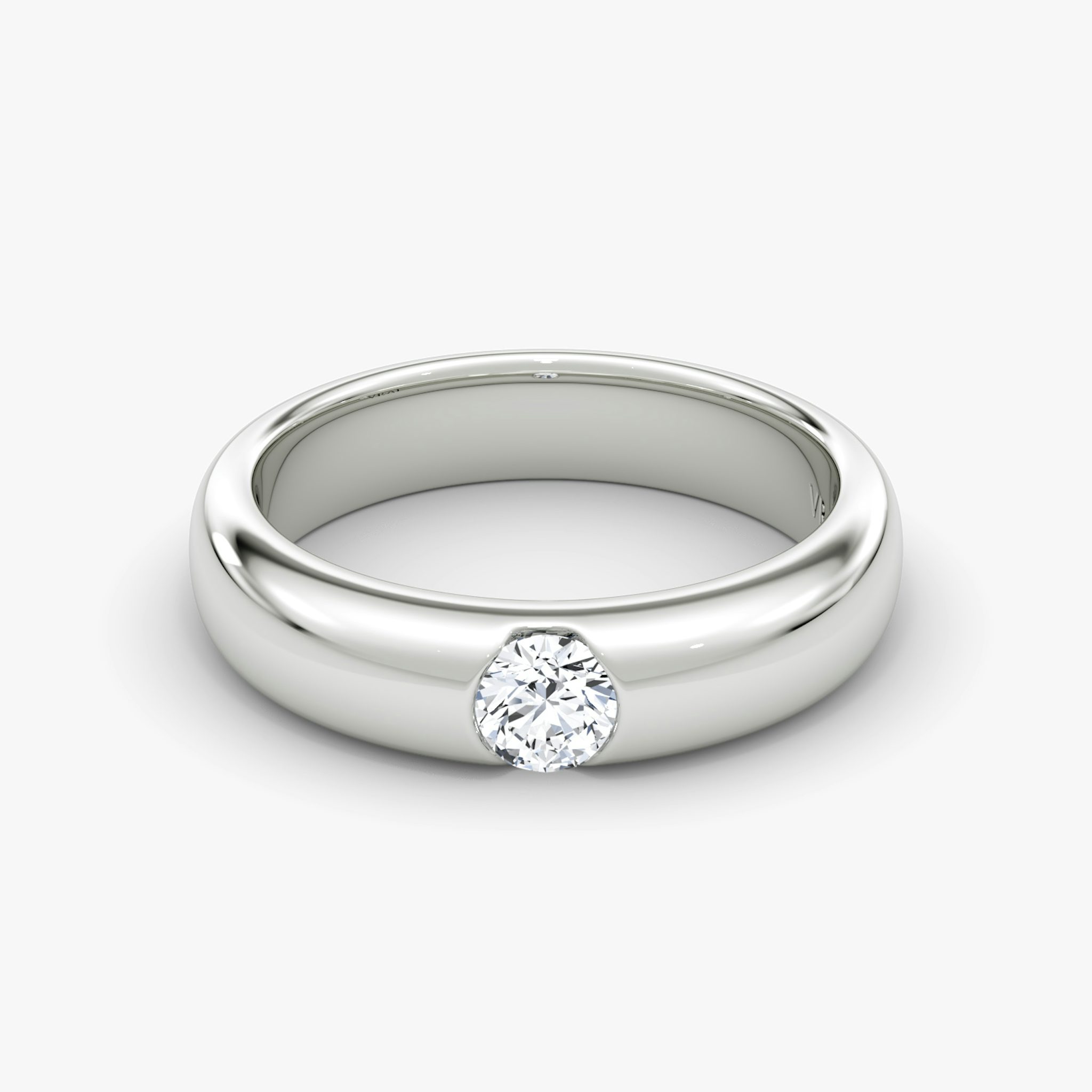 The Round Inlay Band | Round Brilliant | 18k | White Gold | bandVersion: large