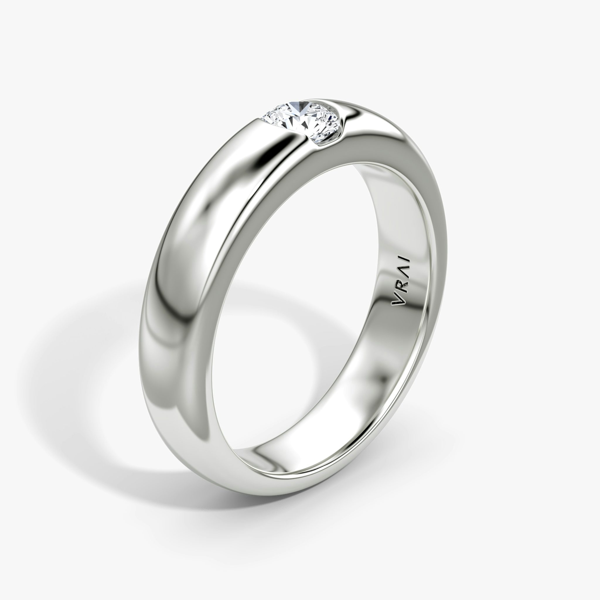 The Round Inlay Band | Round Brilliant | 18k | White Gold | bandVersion: large