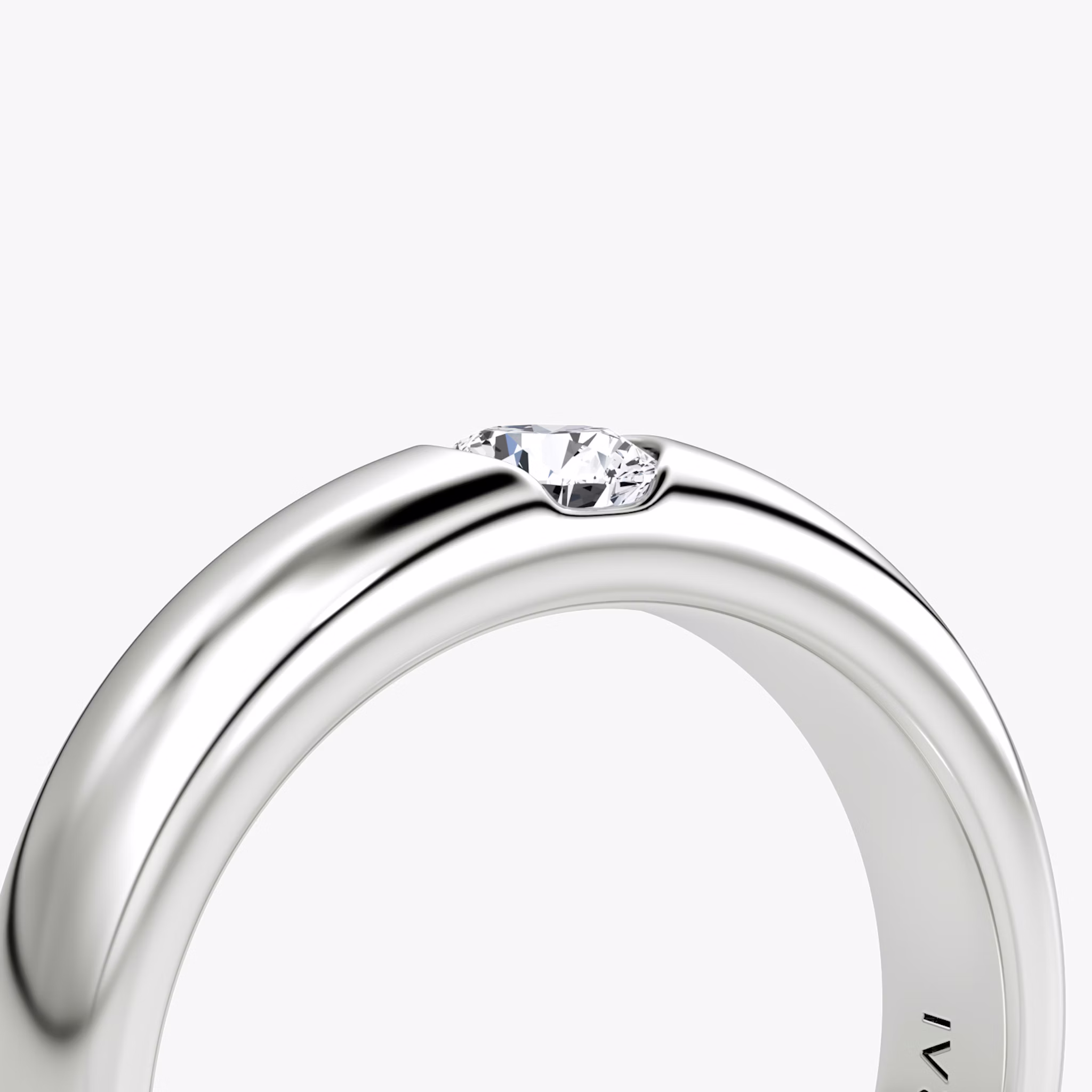 The Round Inlay Band | Round Brilliant | 18k | White Gold | bandVersion: large