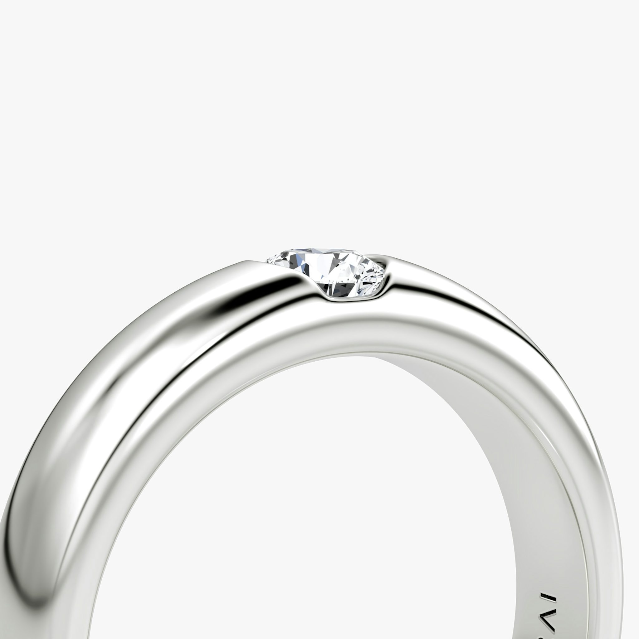 The Round Inlay Band | Round Brilliant | 18k | White Gold | bandVersion: large