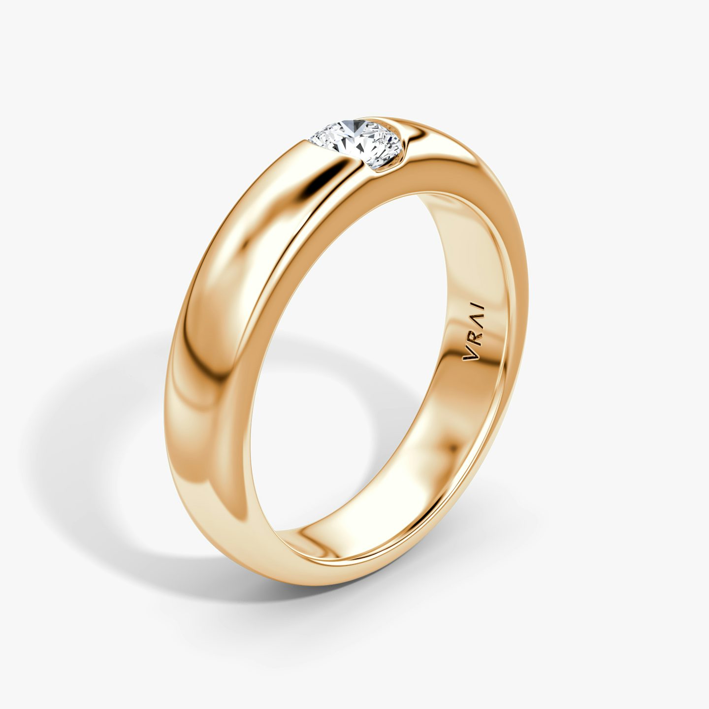 The Round Inlay Band | Round Brilliant | 14k | Rose Gold | bandVersion: large