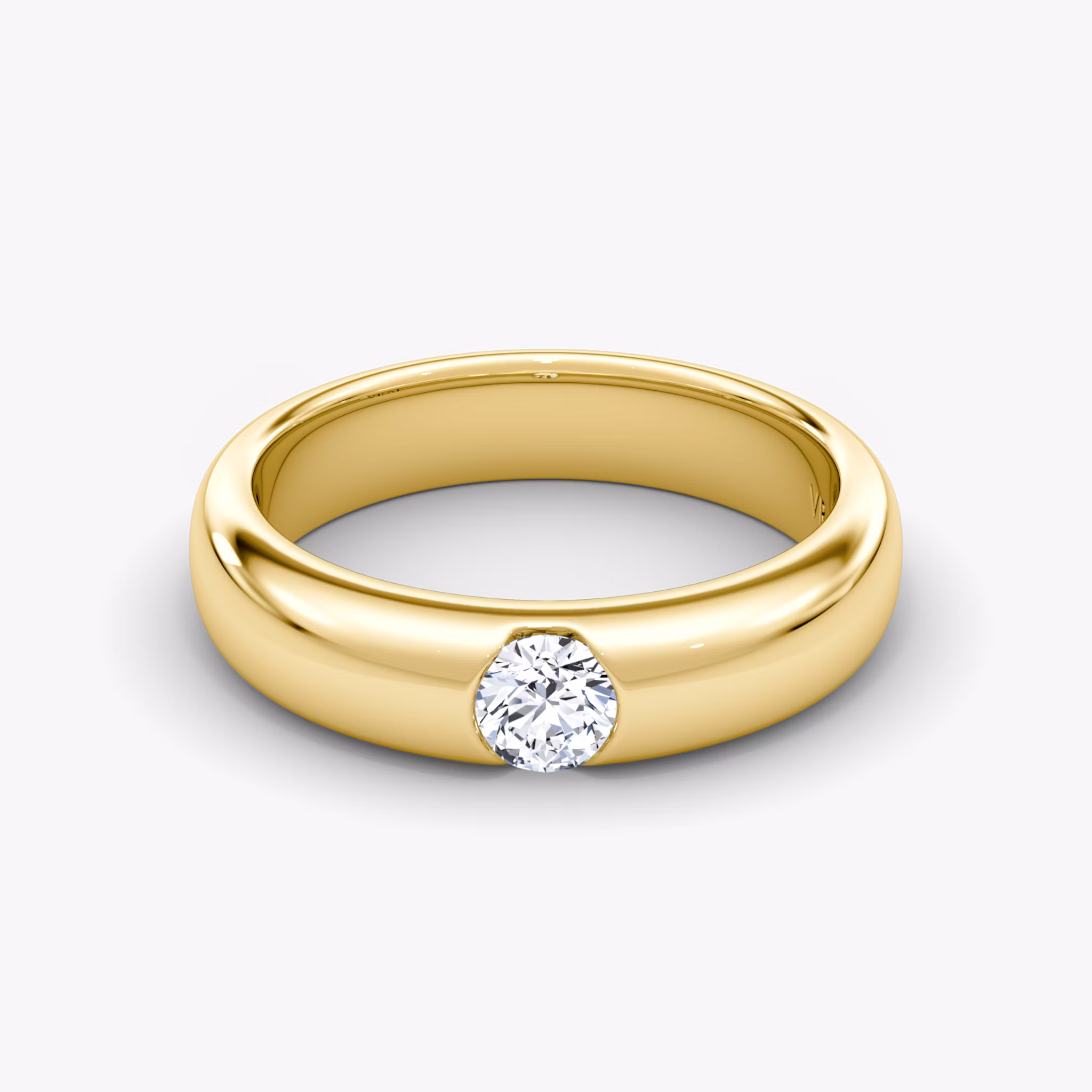 The Round Inlay Band Round Brilliant | Yellow Gold
