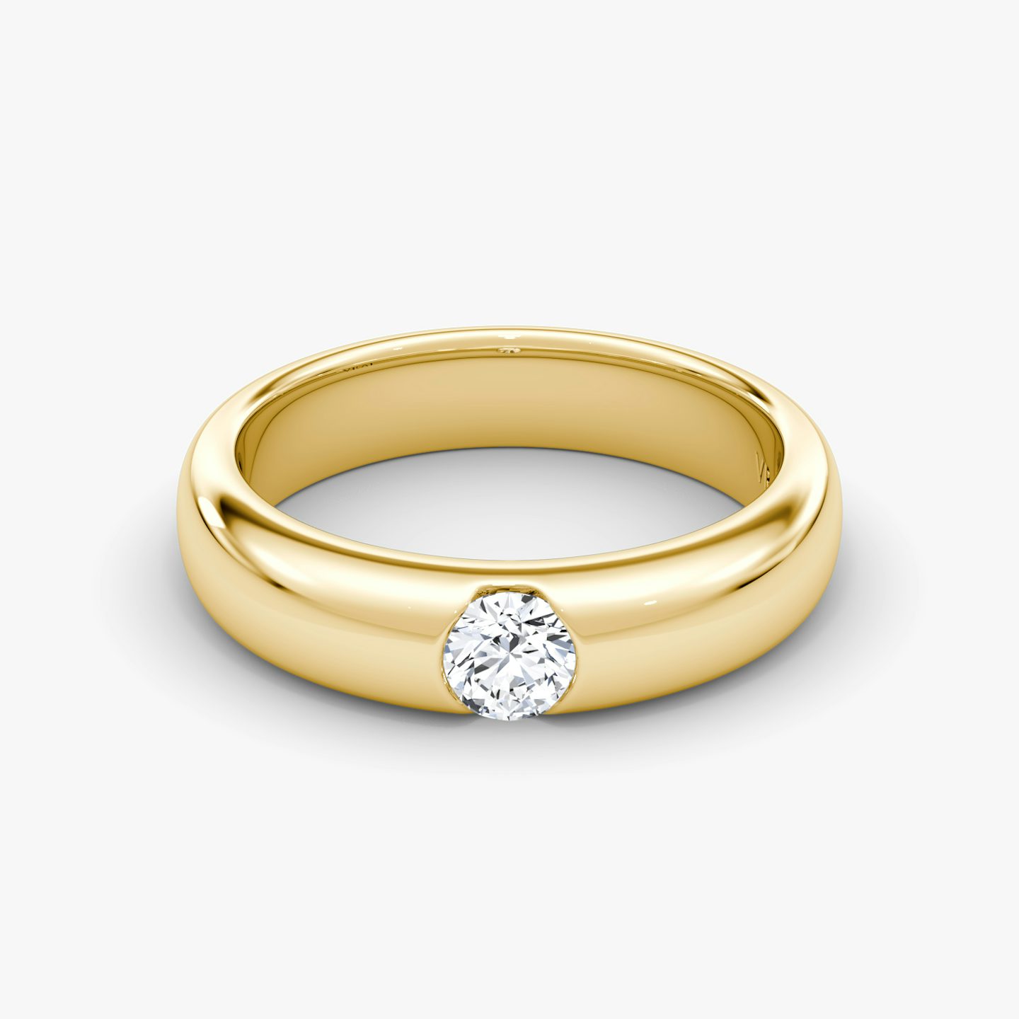 The Round Inlay Band | Round Brilliant | 18k | Yellow Gold | bandVersion: large