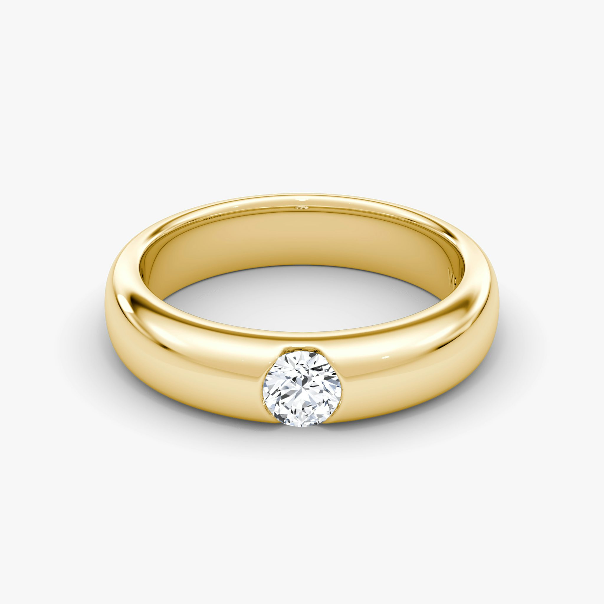 The Round Inlay Band | Round Brilliant | 18k | Yellow Gold | bandVersion: large
