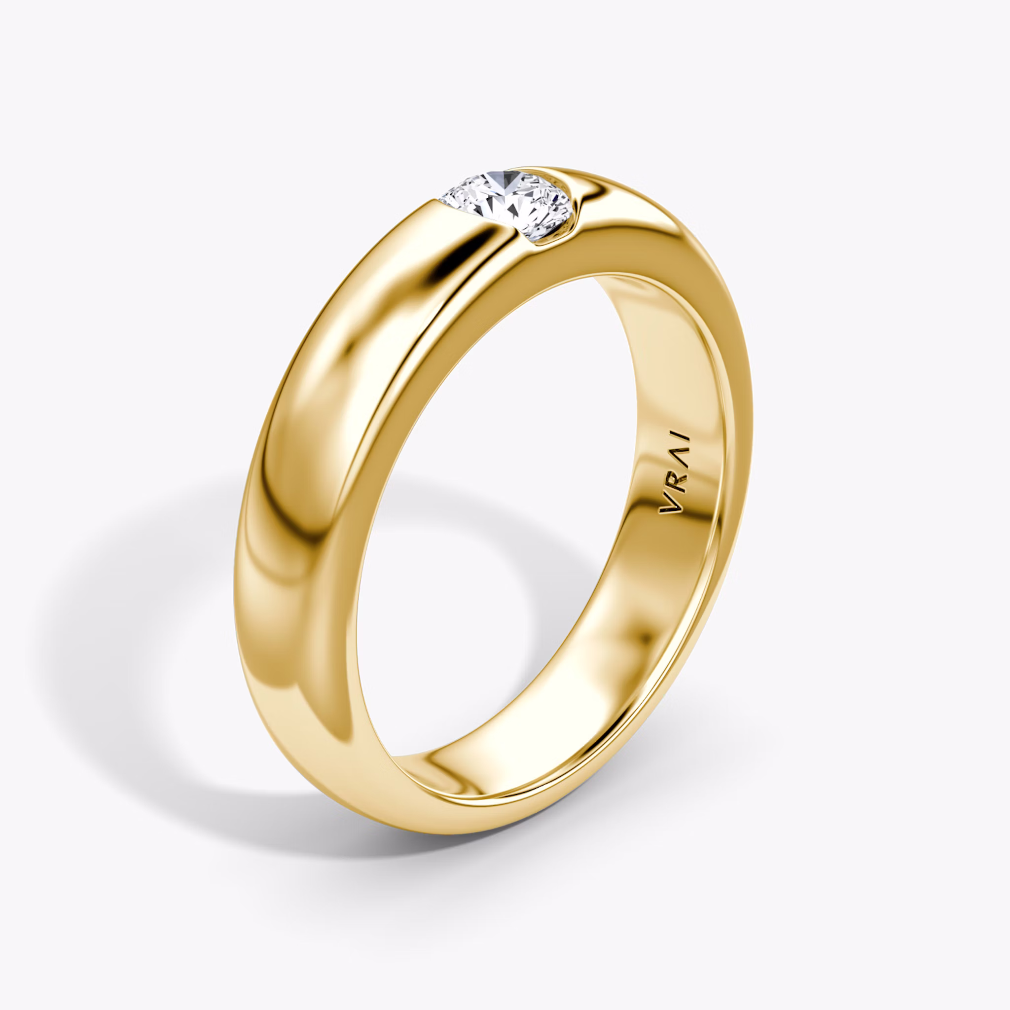 The Round Inlay Band | Round Brilliant | 18k | Yellow Gold | bandVersion: large