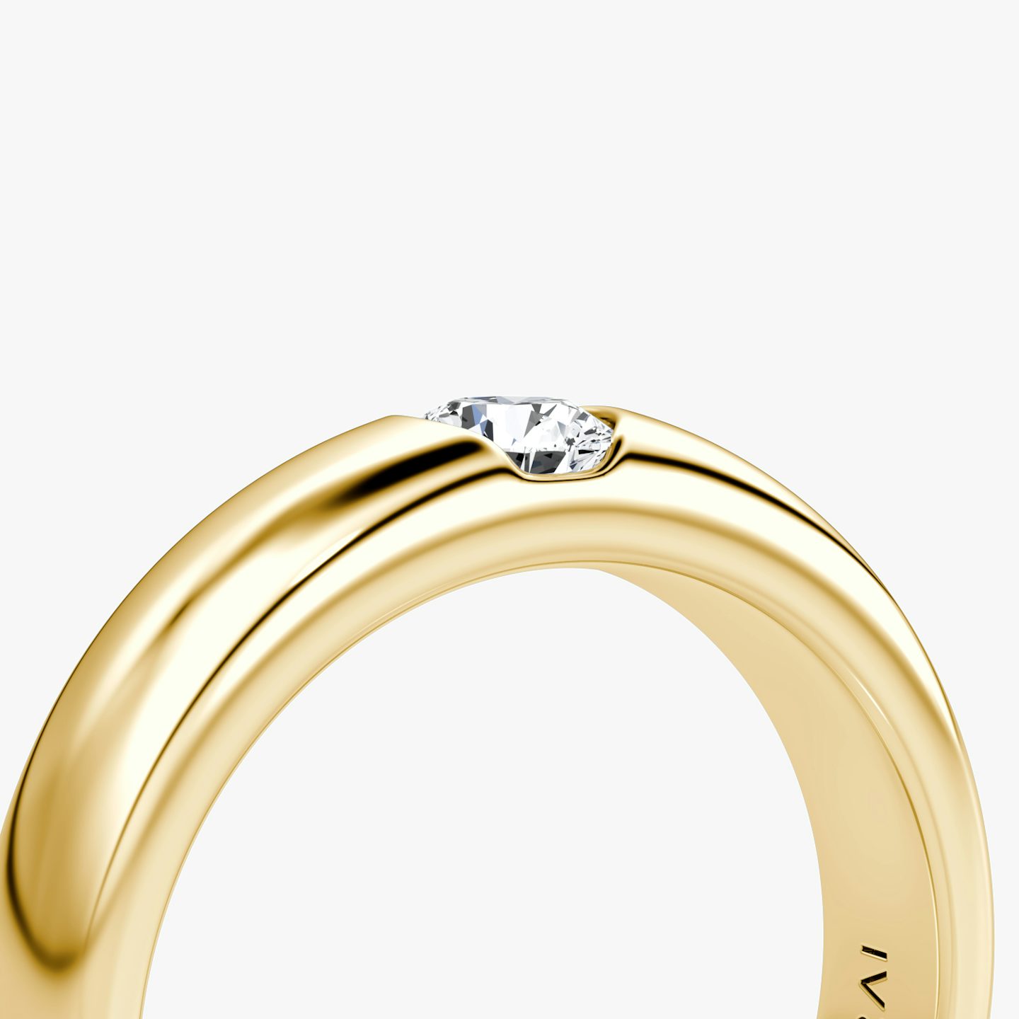 The Round Inlay Band | Round Brilliant | 18k | Yellow Gold | bandVersion: large
