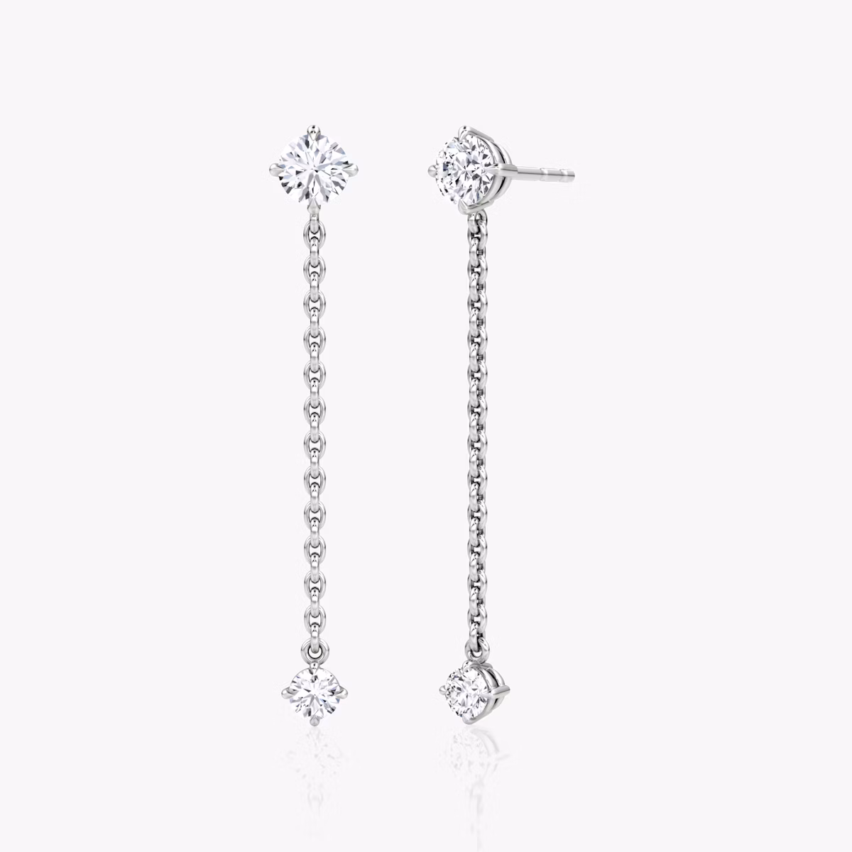 Duo Dangle Earring | Round Brilliant | 14k | White Gold
