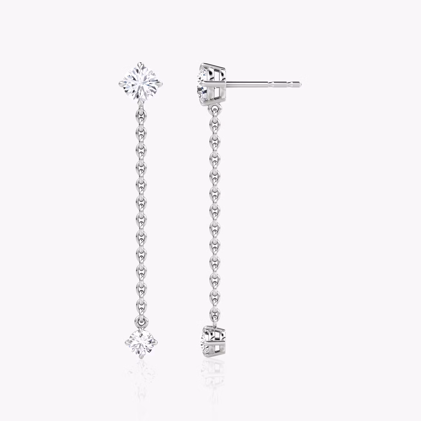 Duo Dangle Earring | Round Brilliant | 14k | White Gold