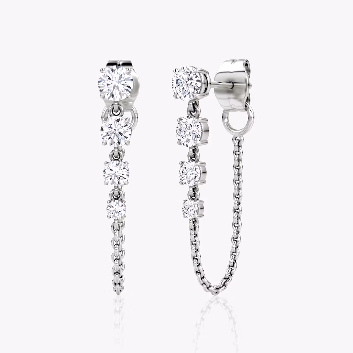 Linked Tennis Earring | Round Brilliant | 14k | White Gold | caratWeight: 0.55ct
