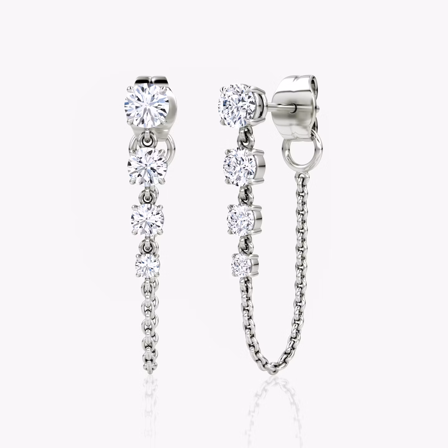 Linked Tennis Earring Round Brilliant | White Gold