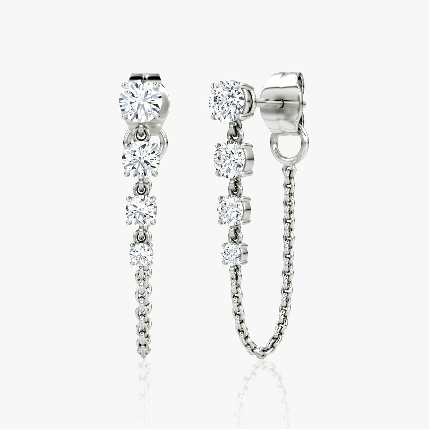 Linked Tennis Earring | Round Brilliant | 14k | White Gold | caratWeight: 0.55ct