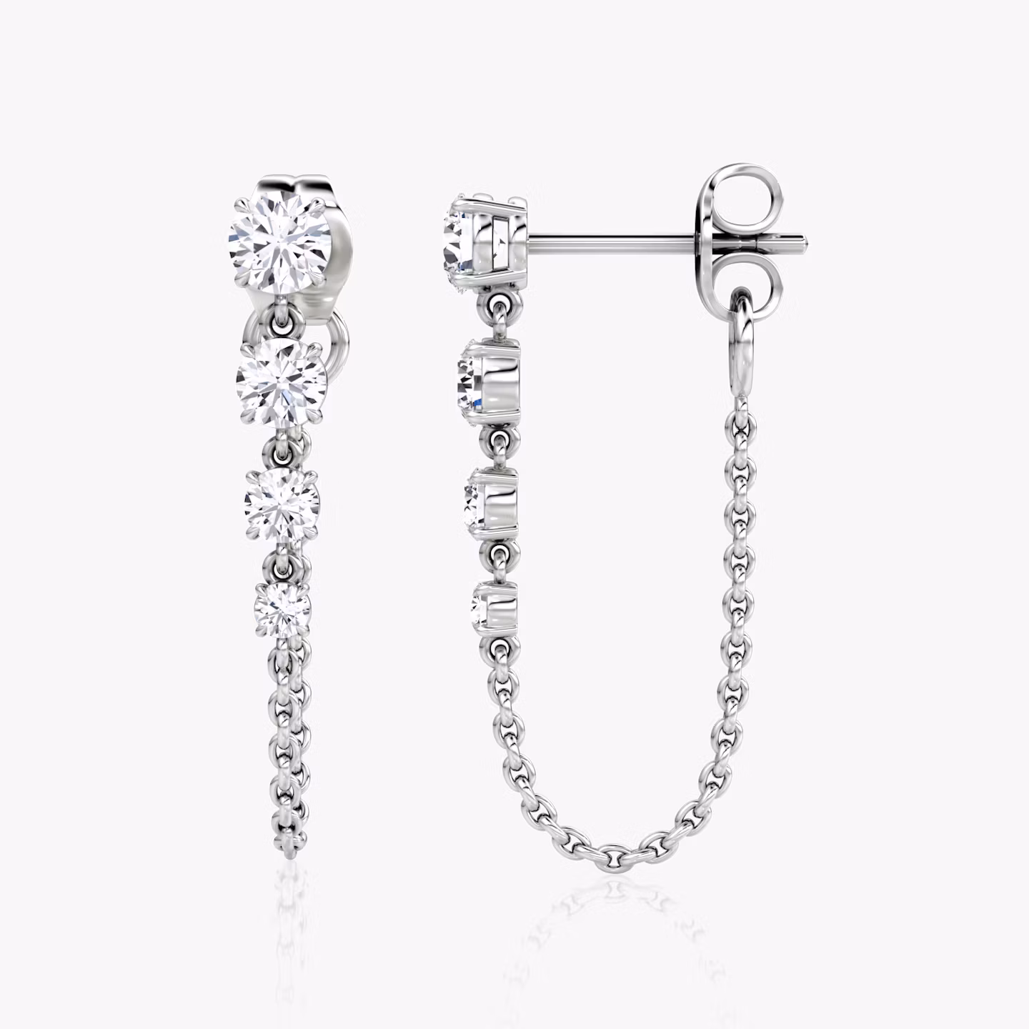 Linked Tennis Earring | Round Brilliant | 14k | White Gold | caratWeight: 0.55ct