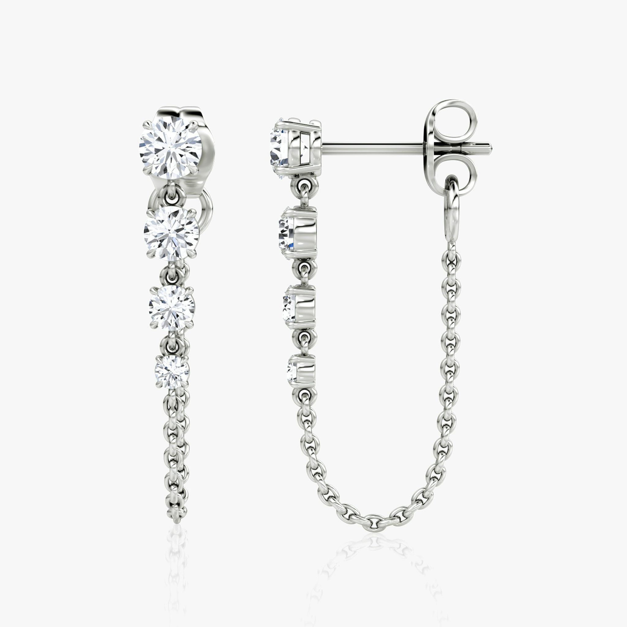 A pair of white gold Linked Tennis Earrings.