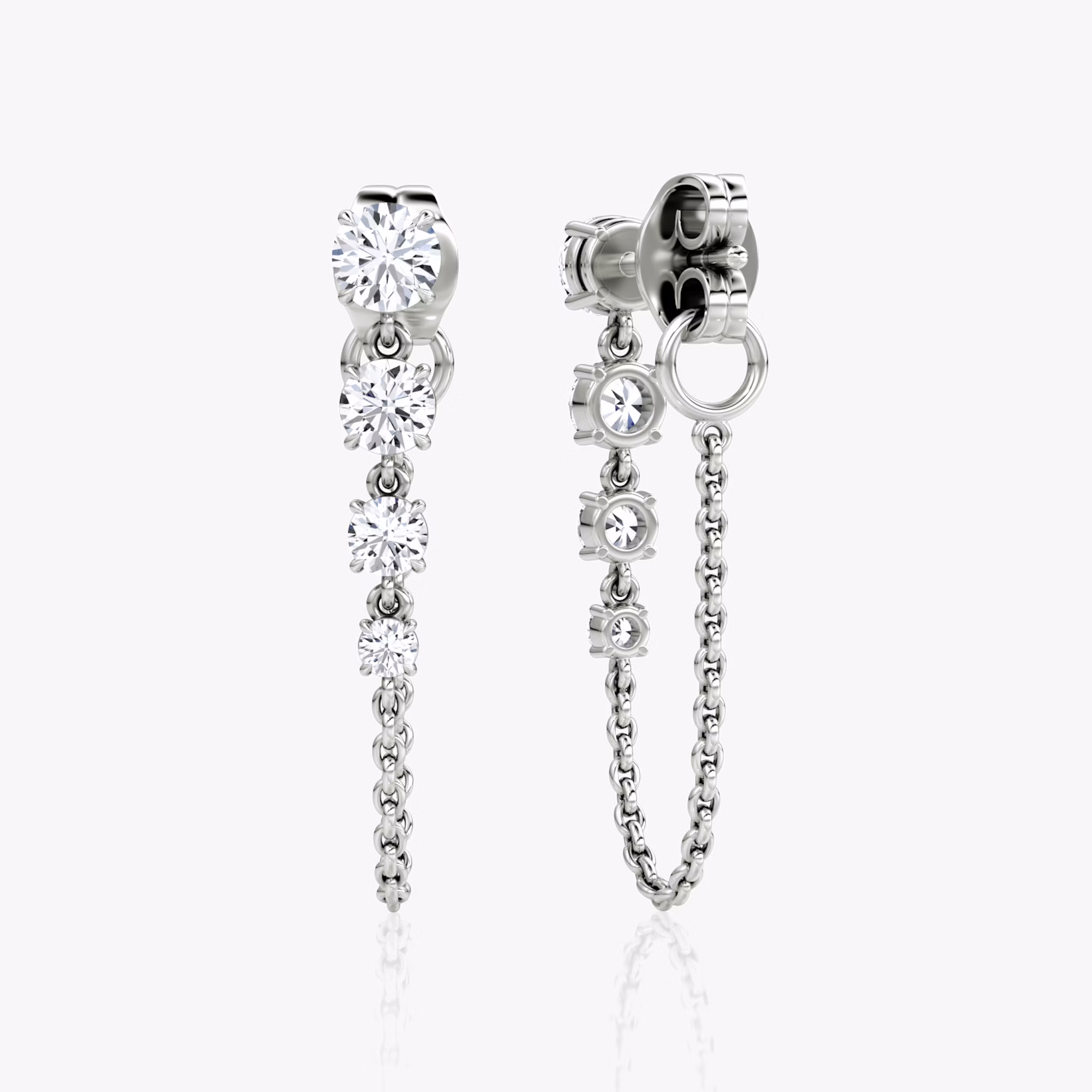 Linked Tennis Earring | Round Brilliant | 14k | White Gold | caratWeight: 0.55ct
