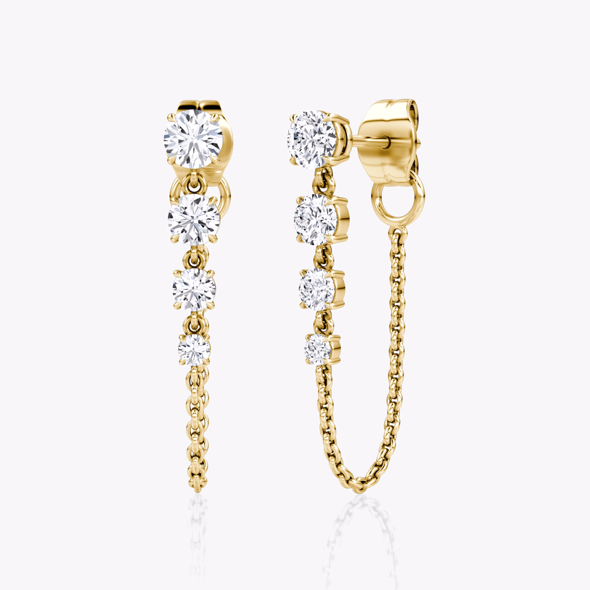 Linked Tennis Earring | Round Brilliant | 14k | Yellow Gold | caratWeight: 0.55ct