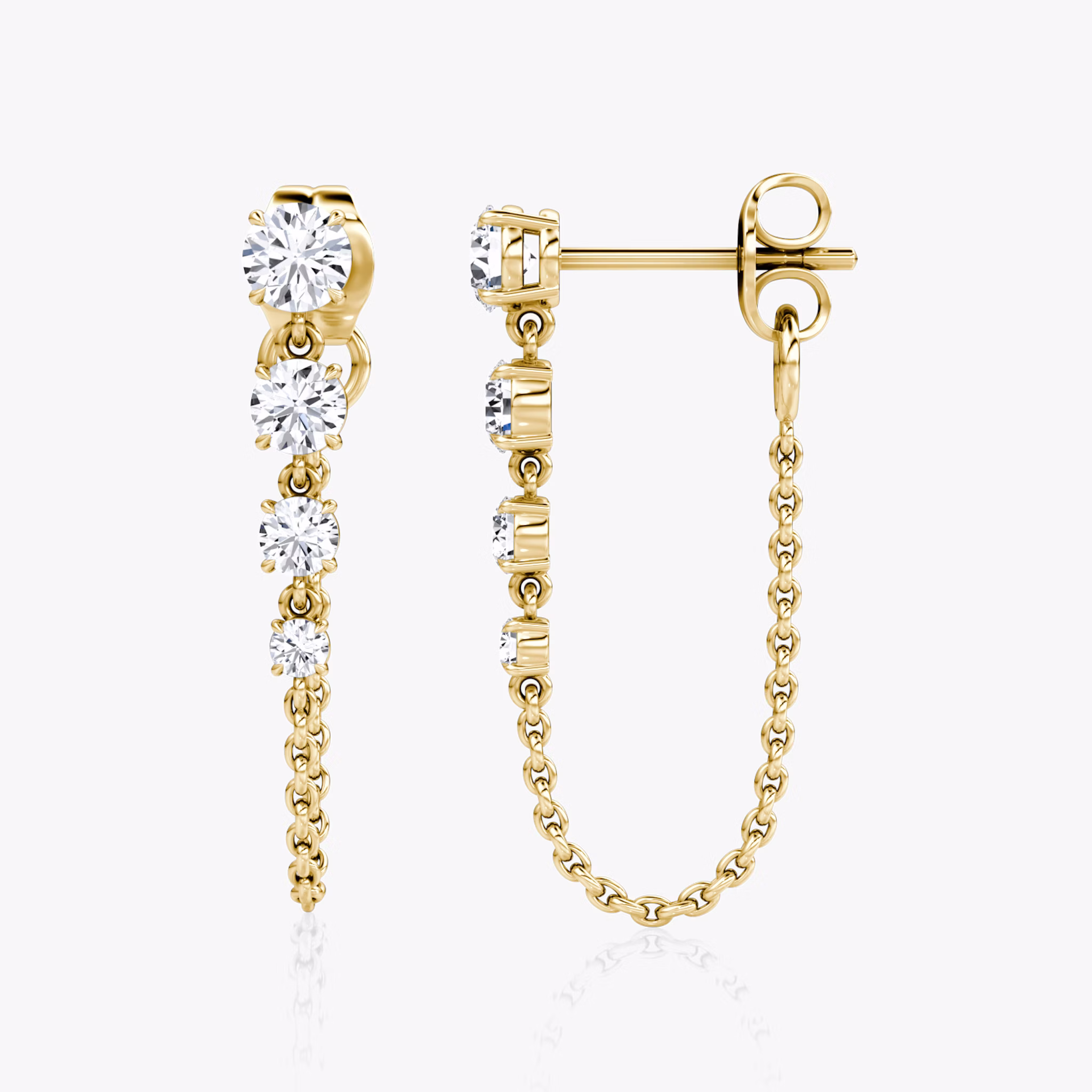 Linked Tennis Earring | Round Brilliant | 14k | Yellow Gold | caratWeight: 0.55ct