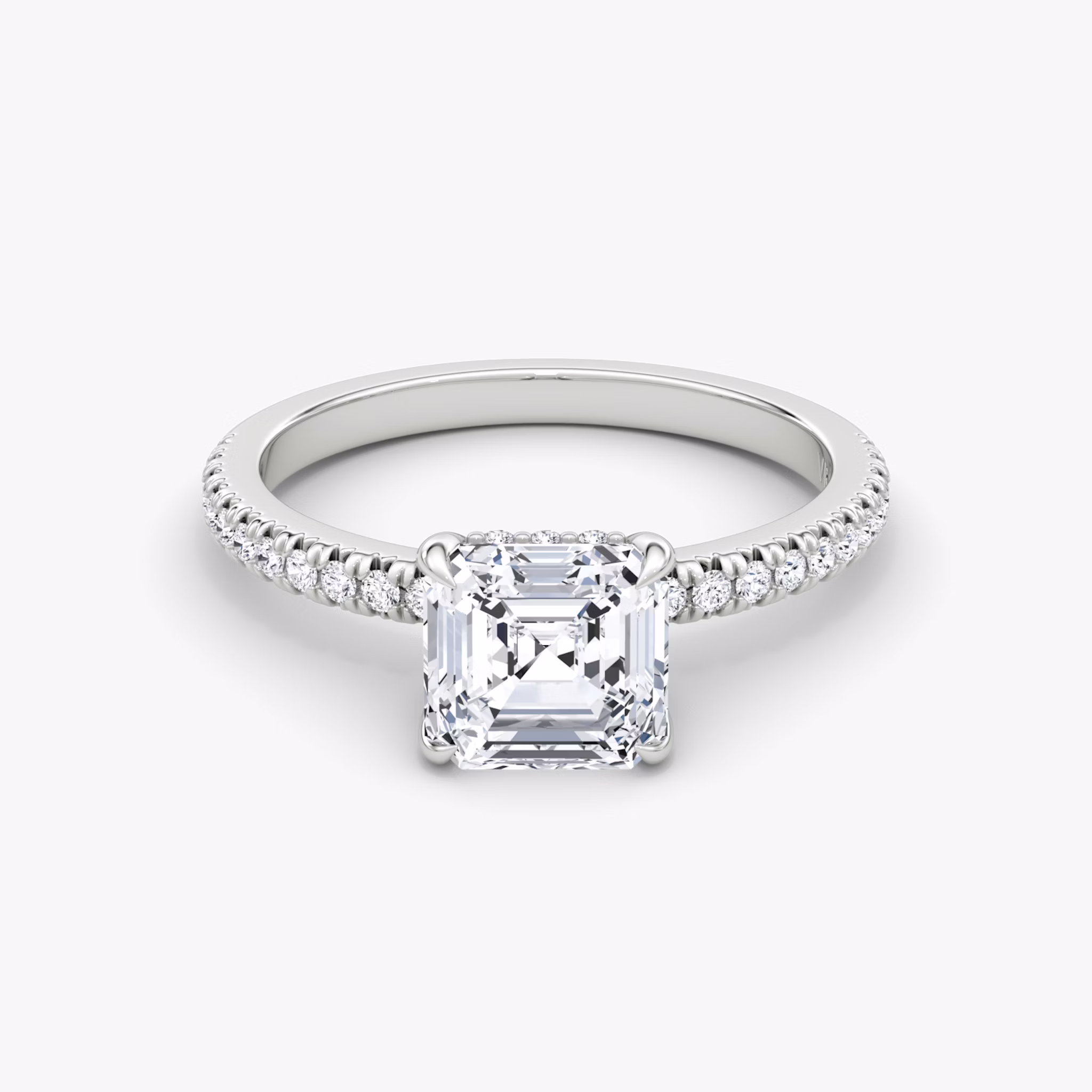 The Floating Solitaire | Asscher | Platinum | bandAccent: Pavé | diamondOrientation: vertical | caratWeight: other
