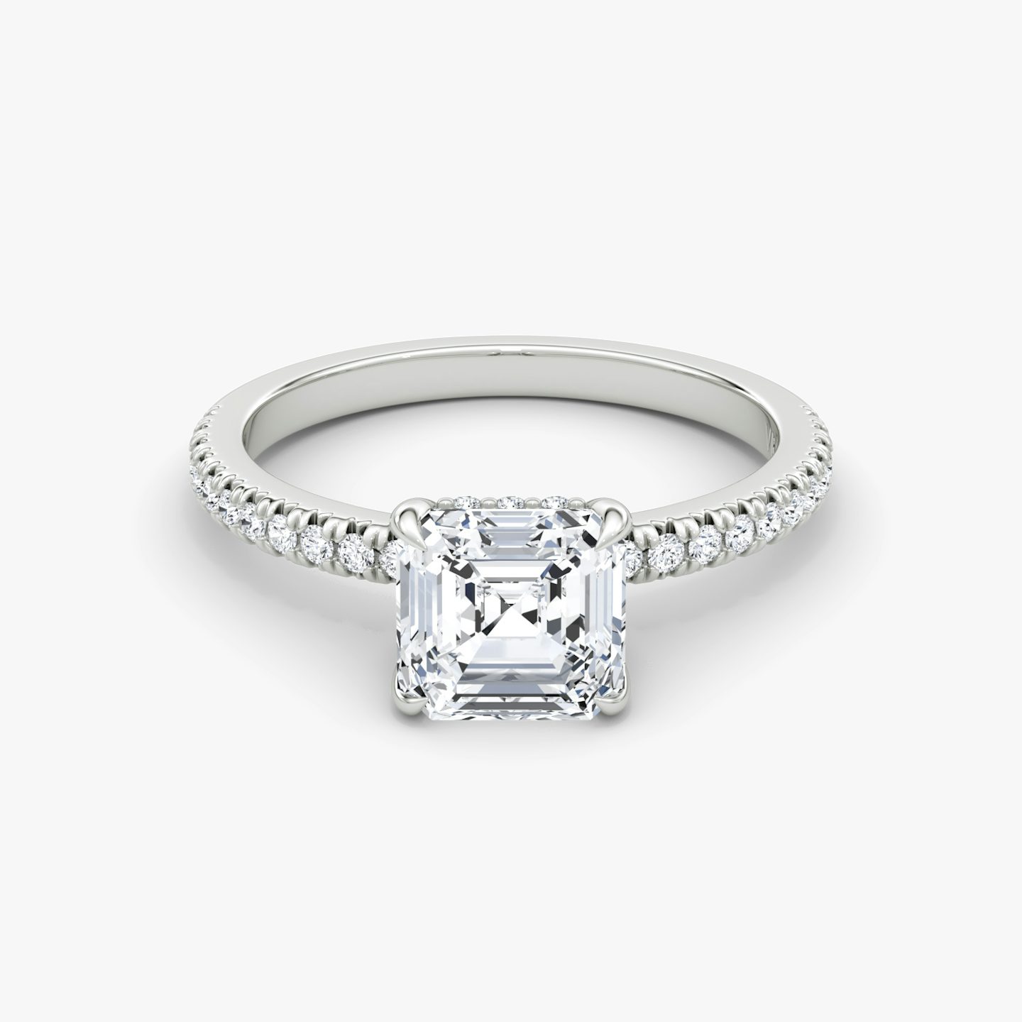 Floating Solitaire | Asscher | Platin | bandAccent: Mit Pavé-Besatz | diamondOrientation: vertical | caratWeight: other