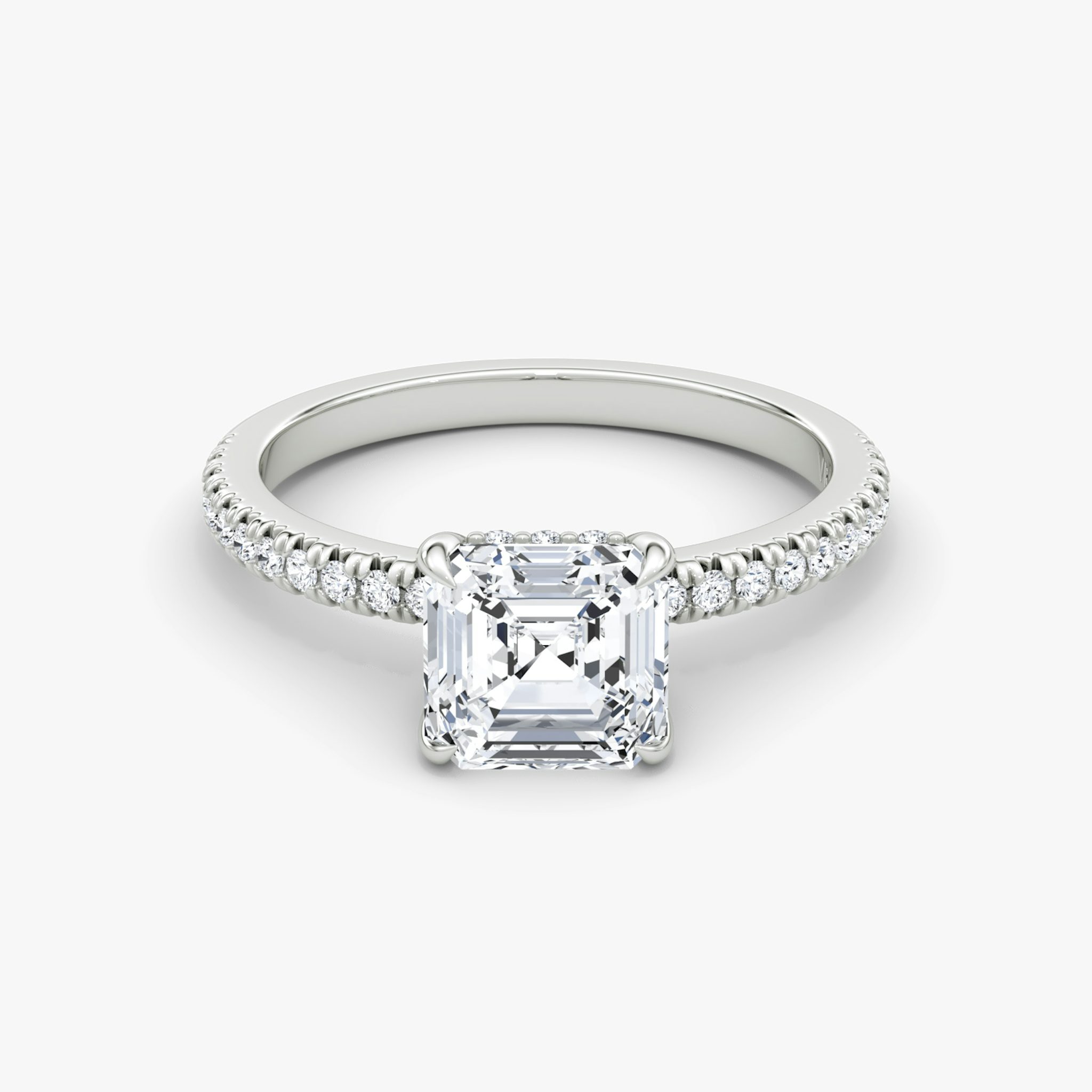 The Floating Solitaire | Asscher | Platinum | bandAccent: Pavé | diamondOrientation: vertical | caratWeight: other