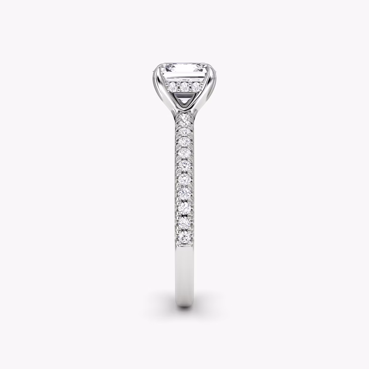 The Floating Solitaire | Asscher | Platinum | bandAccent: Pavé | diamondOrientation: vertical | caratWeight: other
